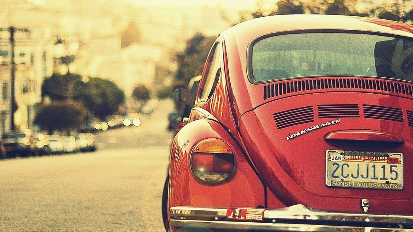 Maggiolino Volkswagen rosso vintage, 1366x768 720p, HP Laptop