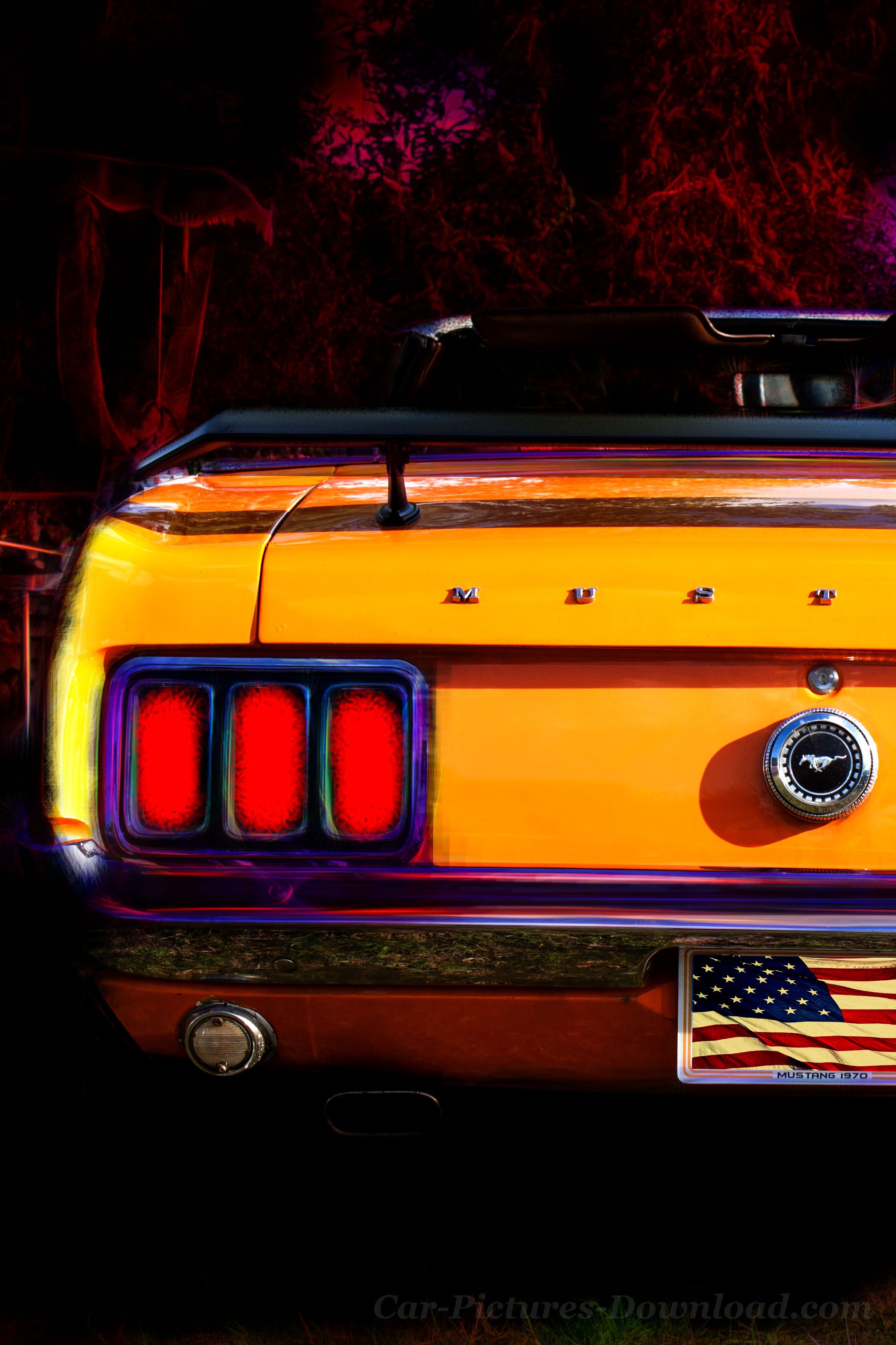 Ford Mustang gialla retro, muscle car, 2065x3098 Verticale, Telefono