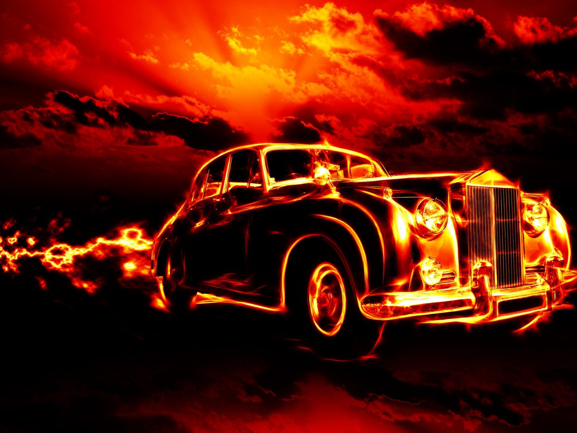 Auto classica fiammeggiante rosso, 1920x1440 WUXGA, PC