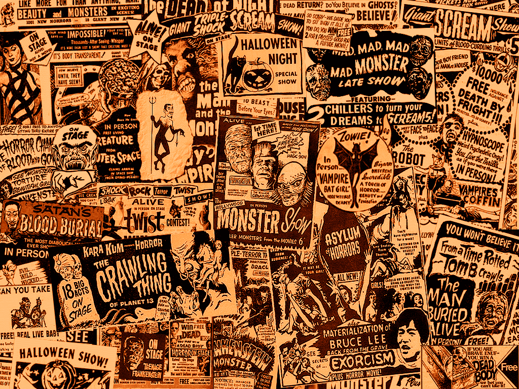 Collage poster horror vintage, 1024x768 HD, Laptop