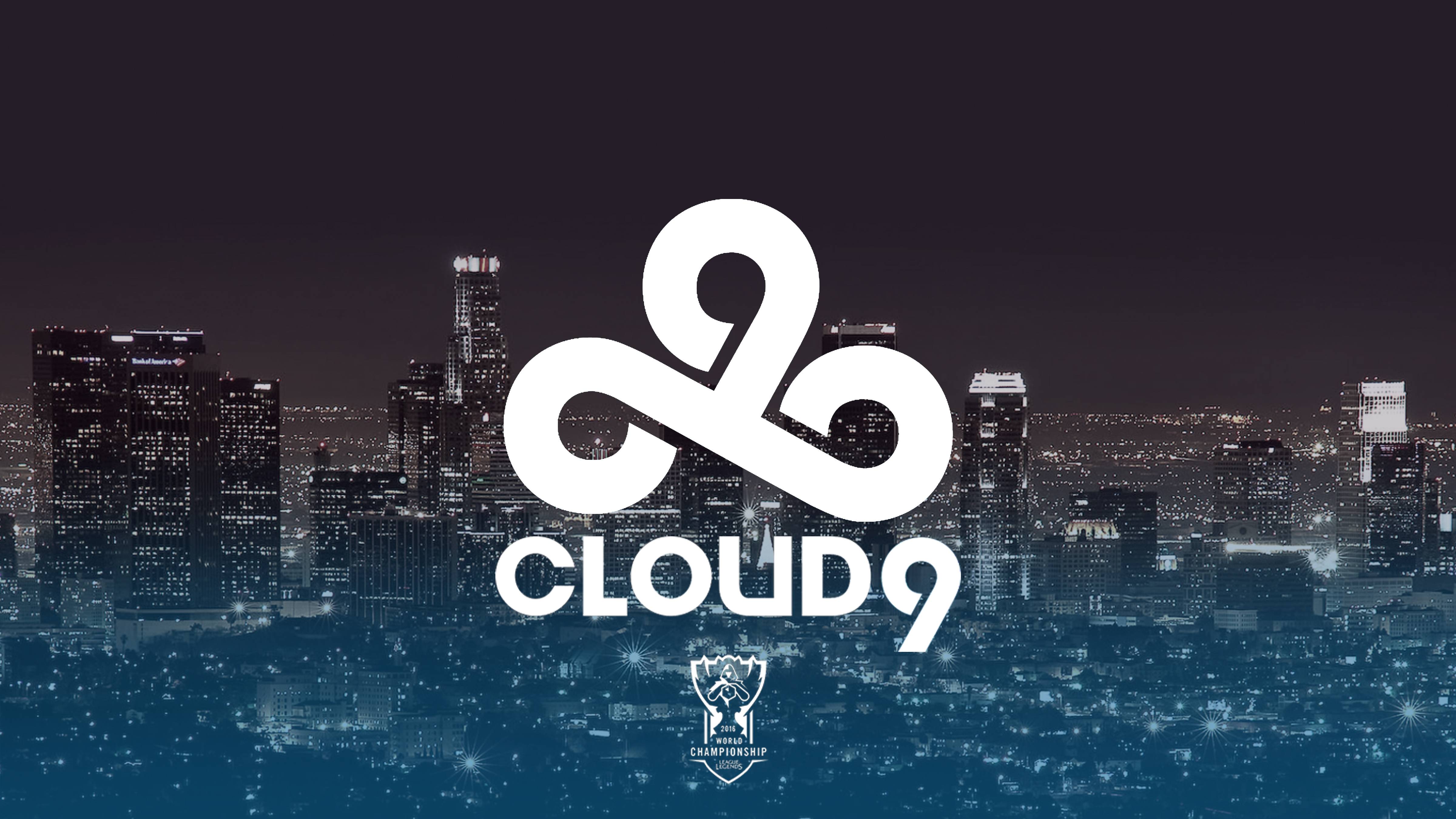 Logo Cloud9 skyline notturno, 4800x2700 UHD, PC 4K