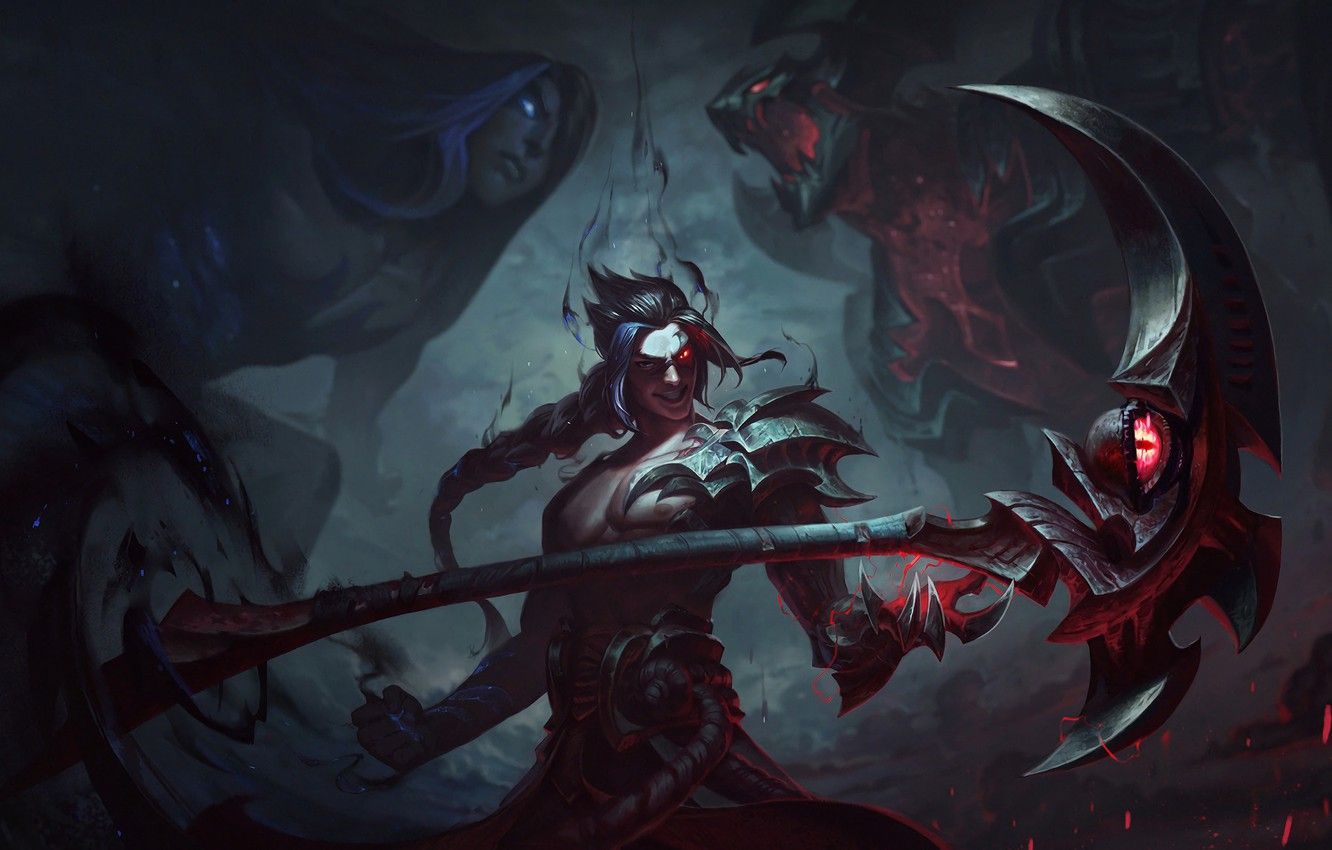 Personaggio League of Legends con falce, 1332x850 HD, Desktop