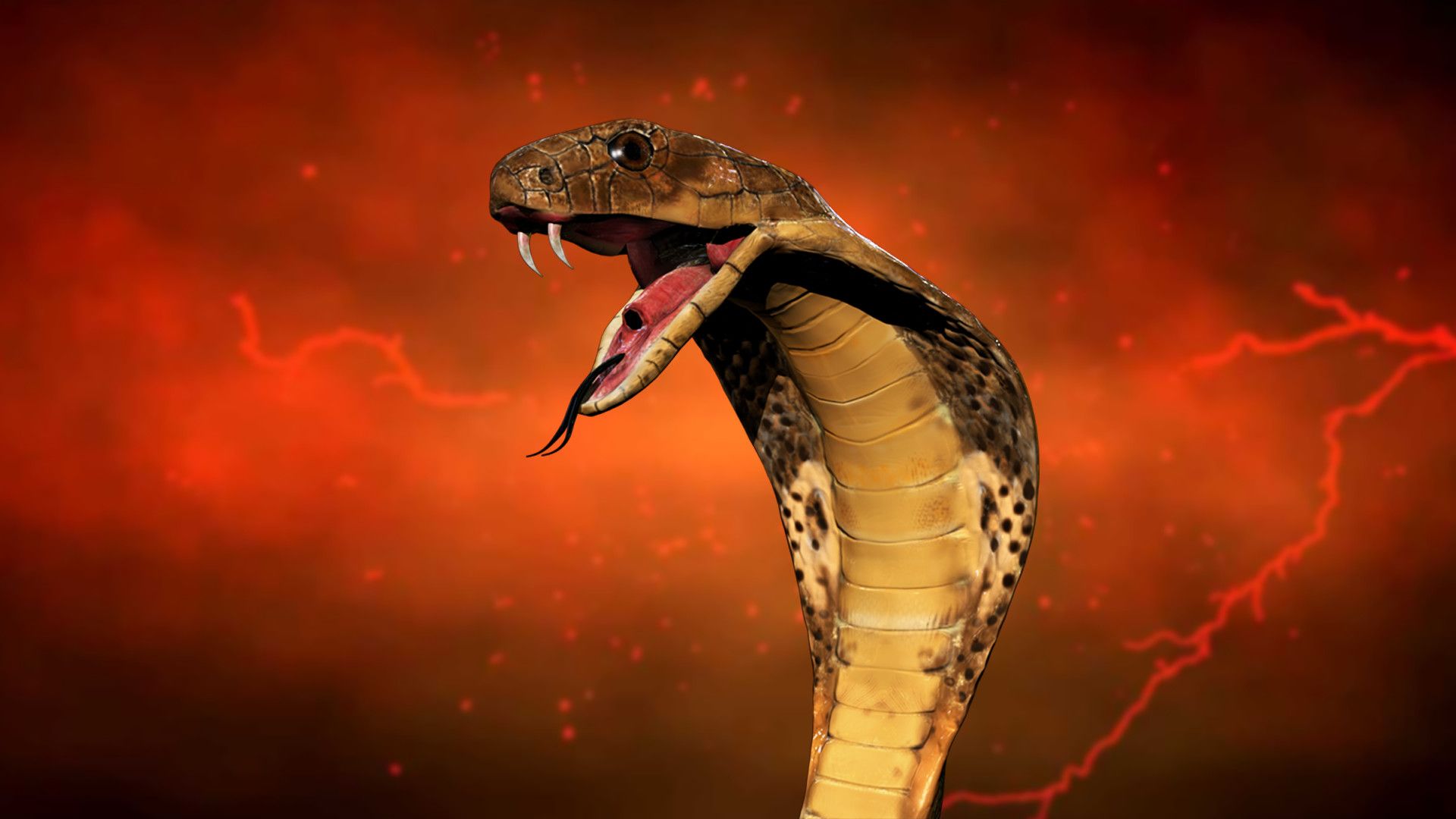 Cobra reale 3D minaccioso, 1920x1080 Full HD 1080p, PC Desktop
