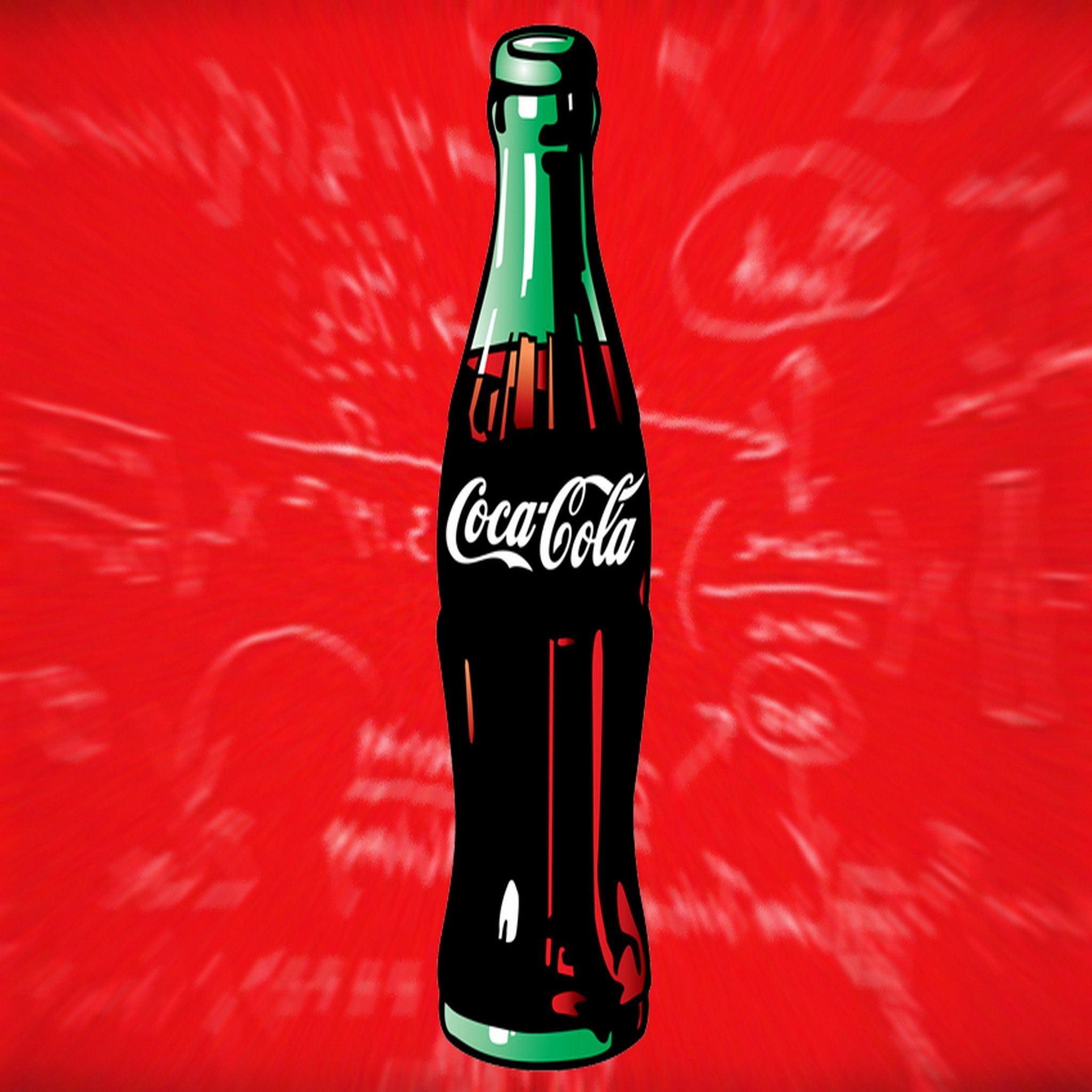 Bottiglia Coca-Cola sfondo rosso, orsi polari, 2048x2048 Hi-Res, PC