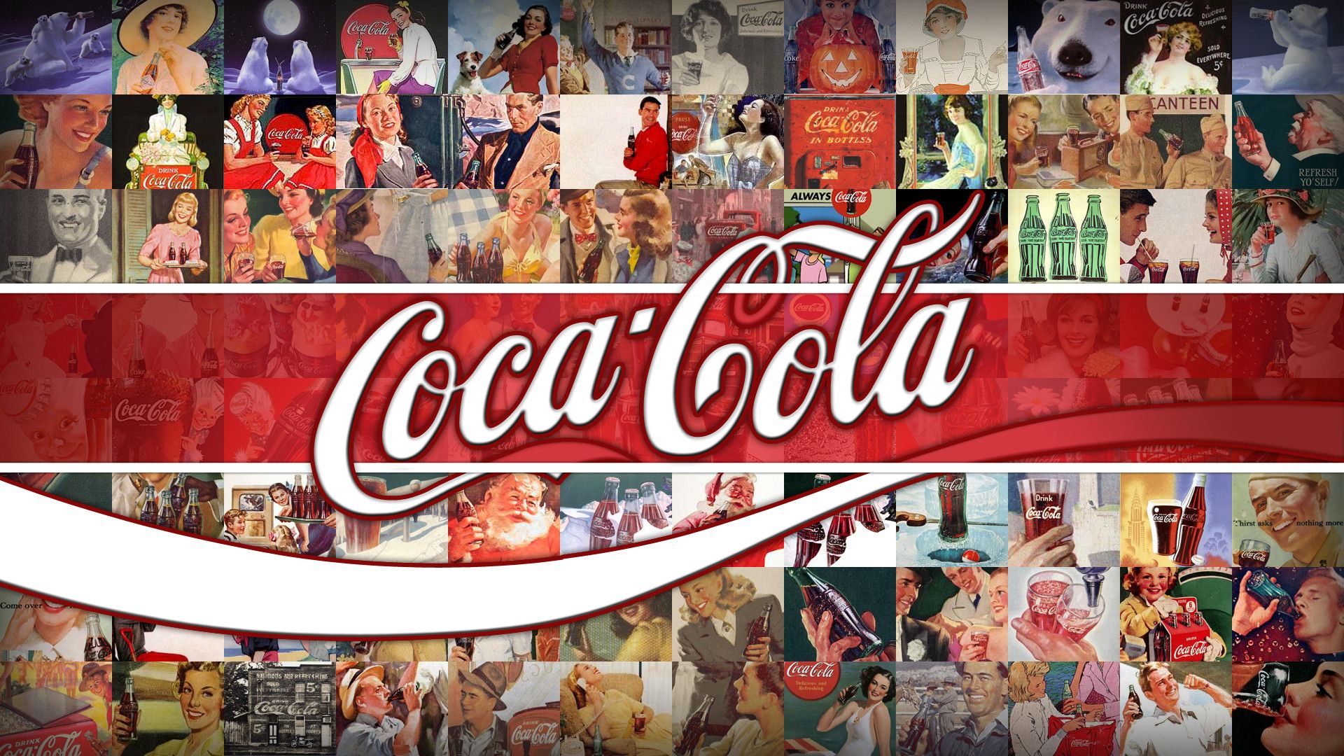 Logo Coca-Cola collage vintage, 1920x1080 Full HD 1080p, Desktop