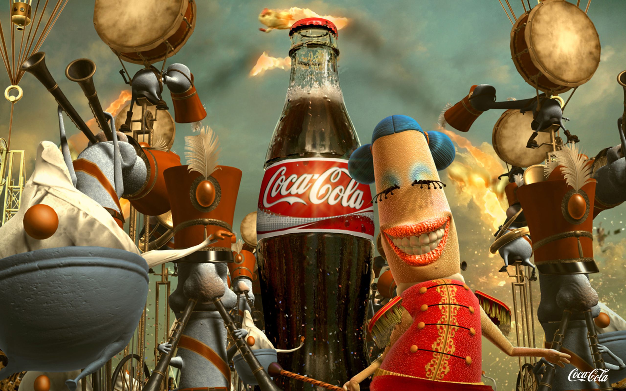 Personaggi giocattolo con bottiglia Coca-Cola, 2560x1600 2K, MacBook Pro