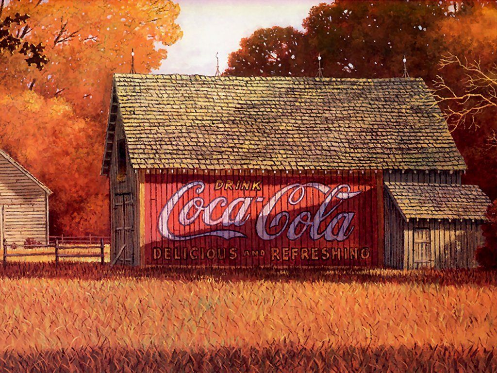 Fienile con pubblicità Coca-Cola, 1024x768 HD, Desktop