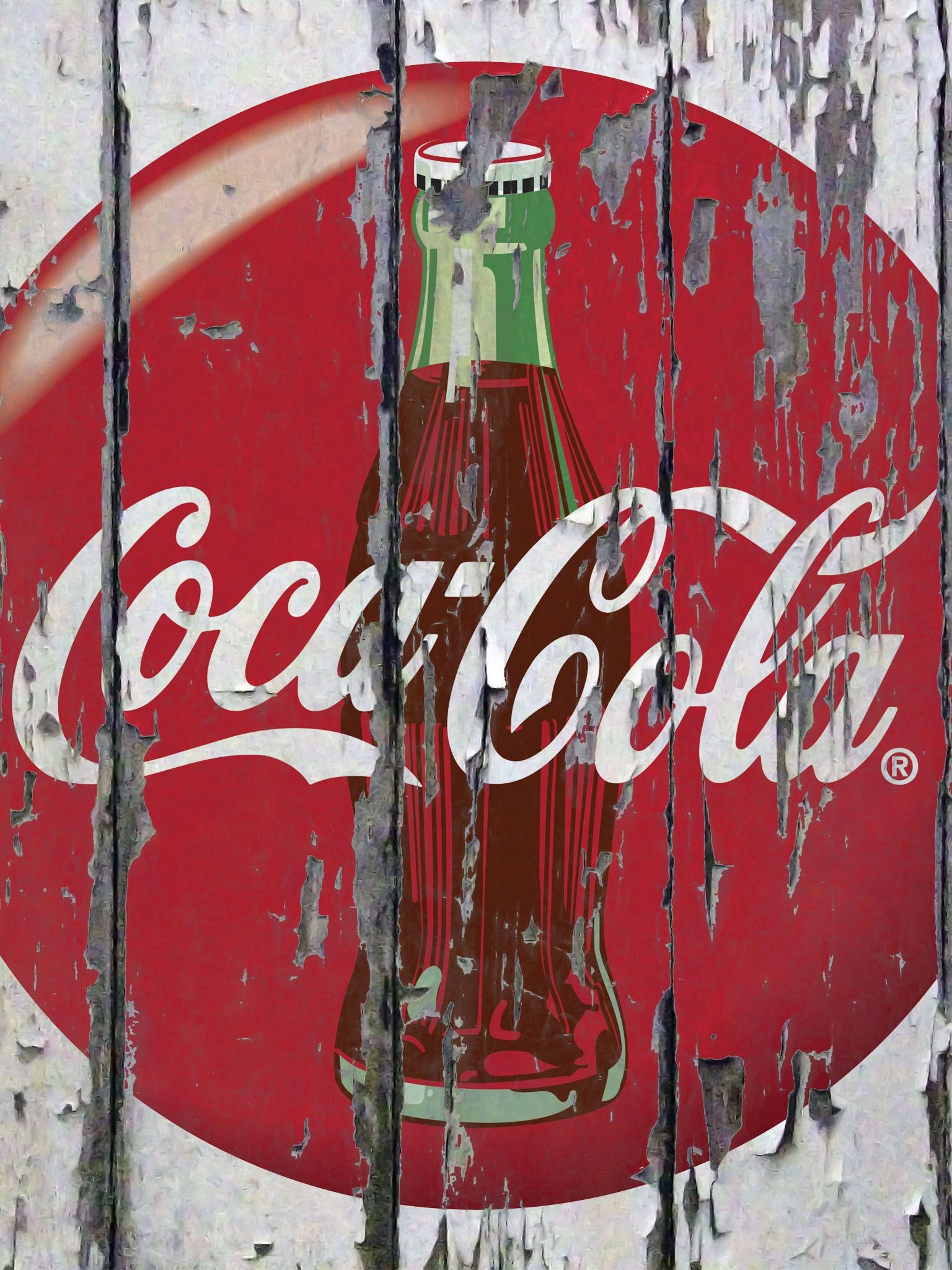 Insegna Coca-Cola vintage legno, 1536x2048 Full HD Verticale, Google Pixel