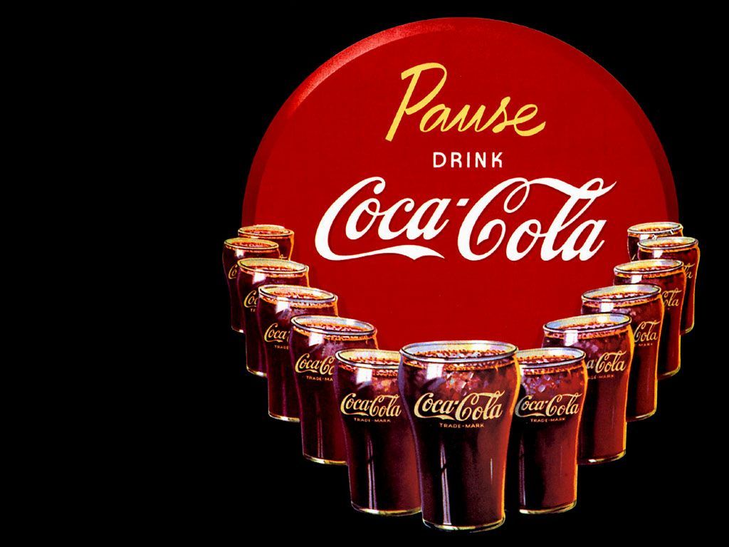 Logo Coca-Cola vintage con bicchieri, 1024x768 HD, Desktop