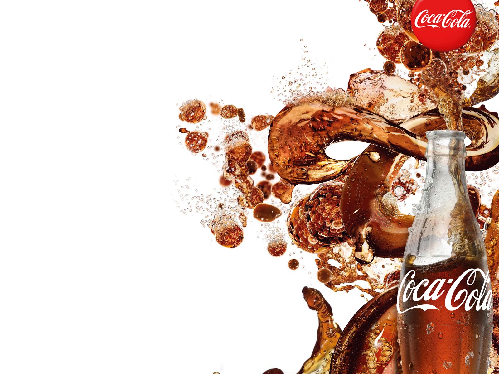 Bottiglia Coca-Cola splash marrone, 1600x1200 HD, Desktop