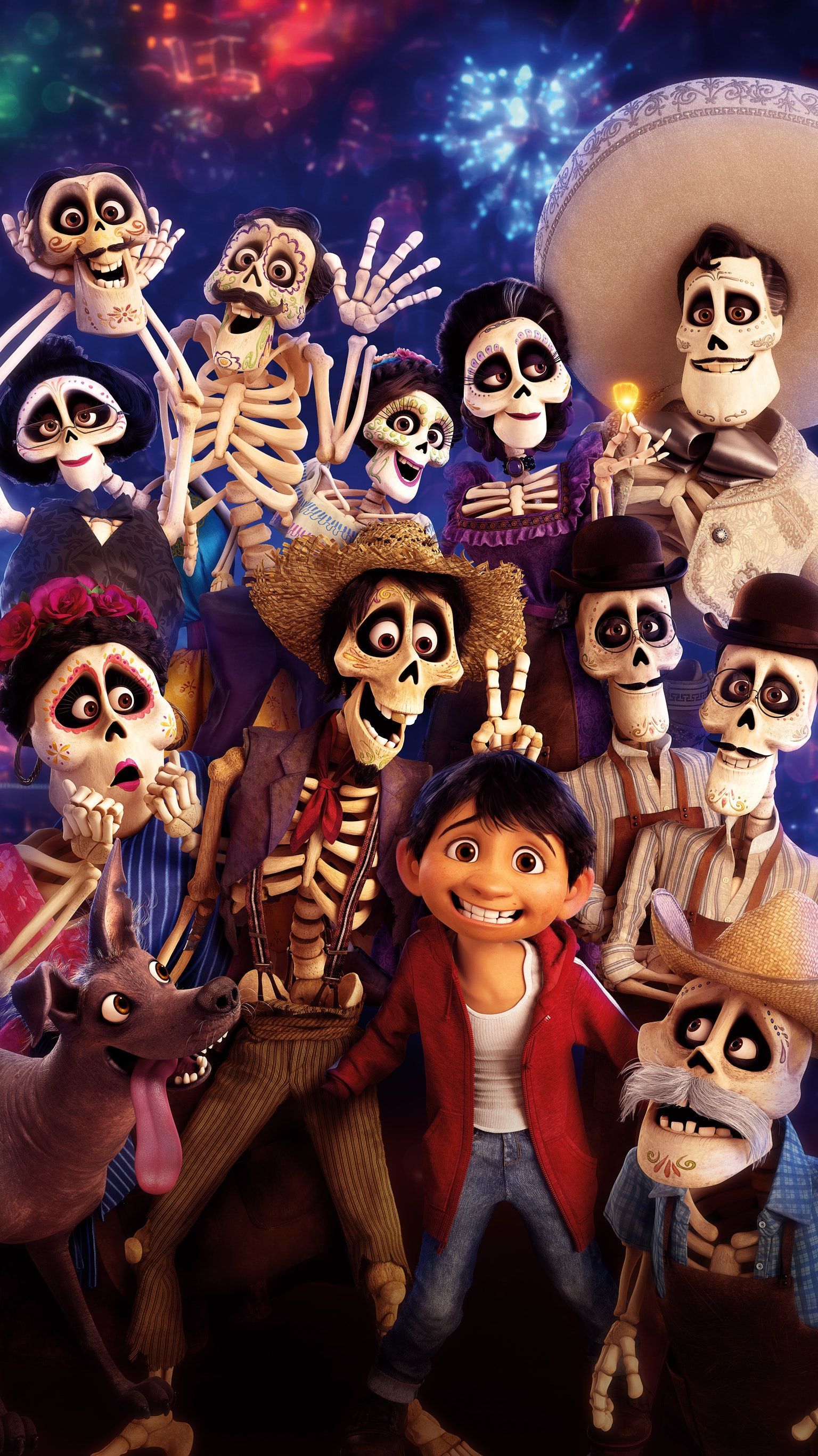 Coco Pixar personaggi scheletri, 1536x2732 Verticale, Mobile