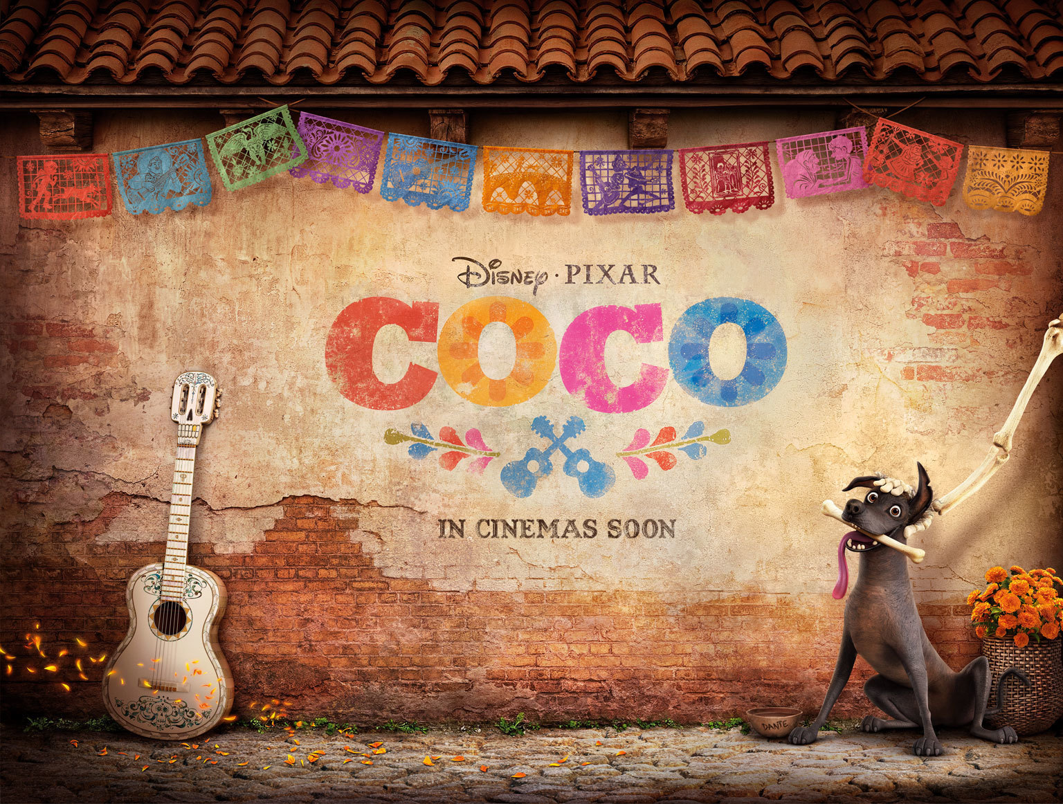 Poster Coco Pixar, chitarra e Dante, 1536x1162 720p, Laptop