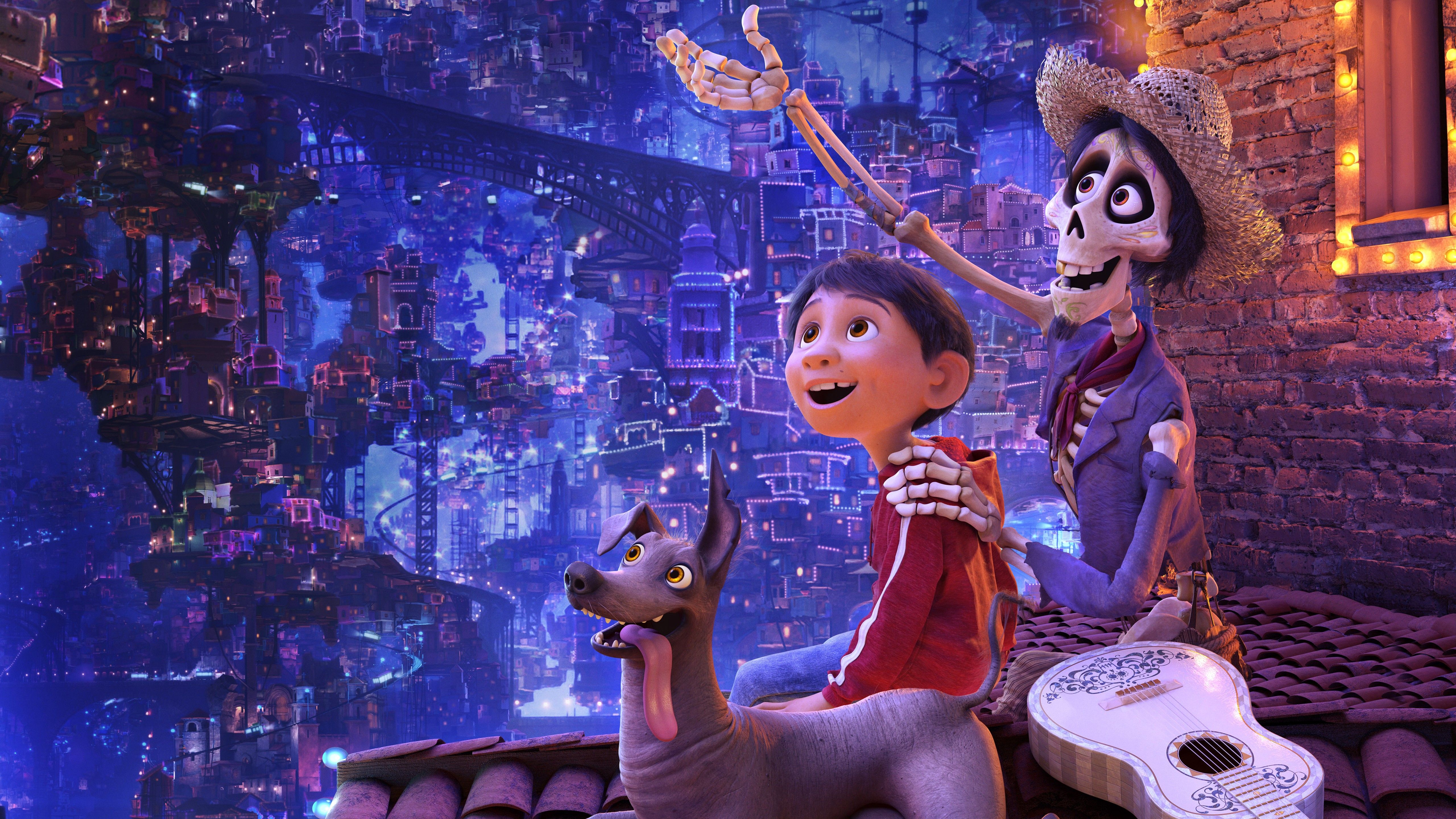Coco Pixar, Miguel e scheletro, 5120x2880 4K Ultra HD, Monitor 4K
