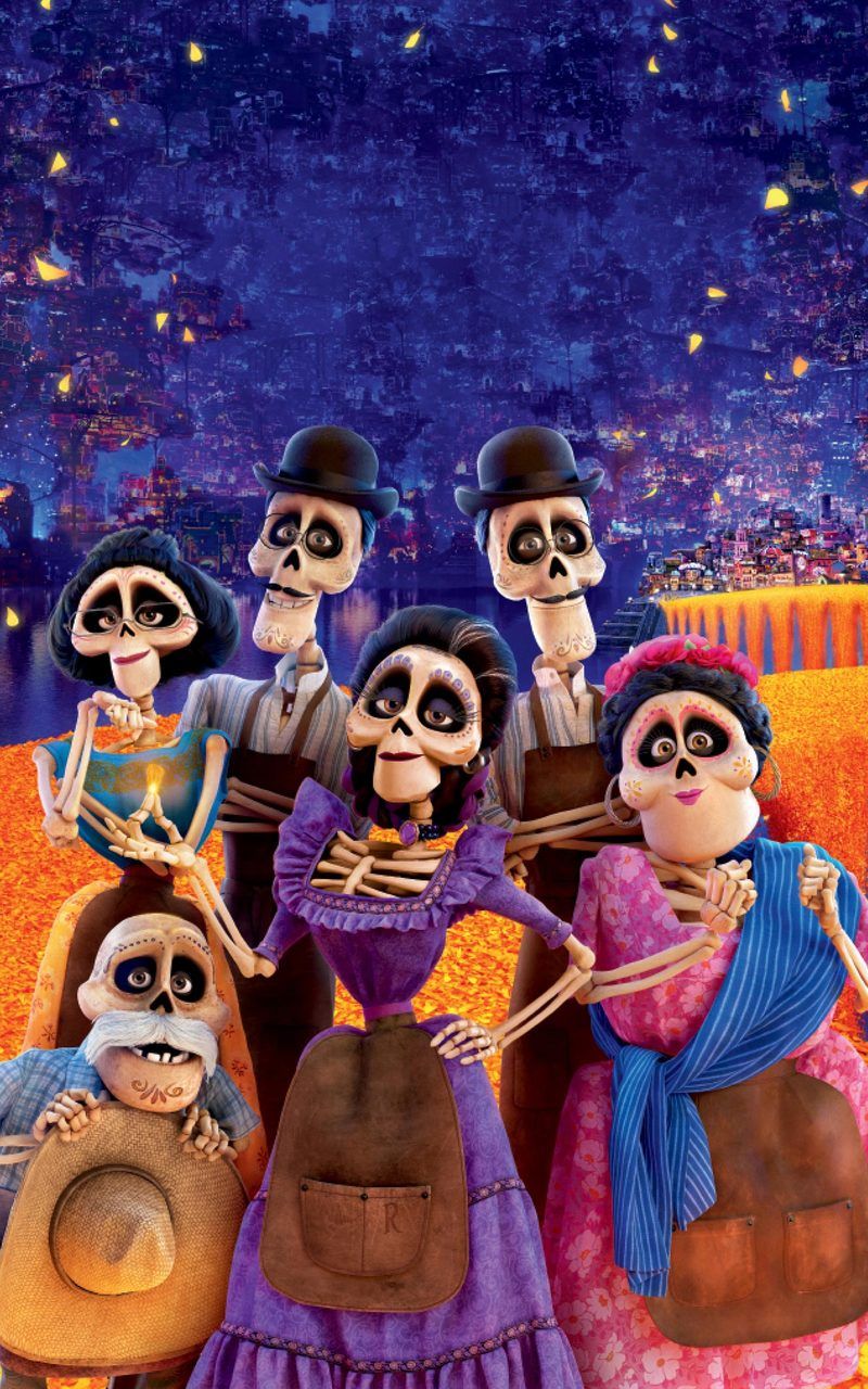Famiglia scheletri Coco Pixar, 800x1280 Verticale, Mobile