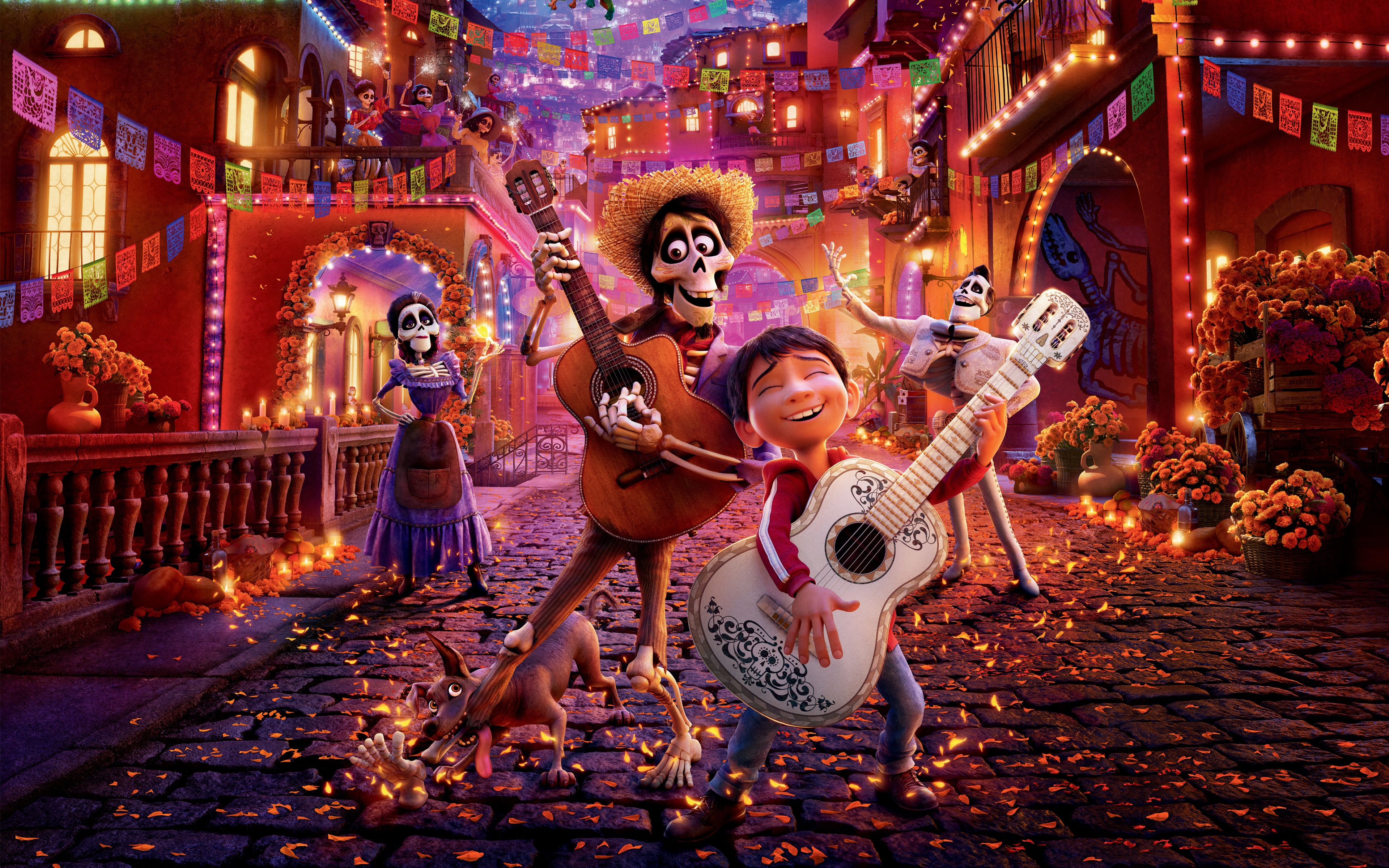 Coco Pixar Miguel scheletri chitarra, 3840x2400 4K Ultra HD, Monitor 4K