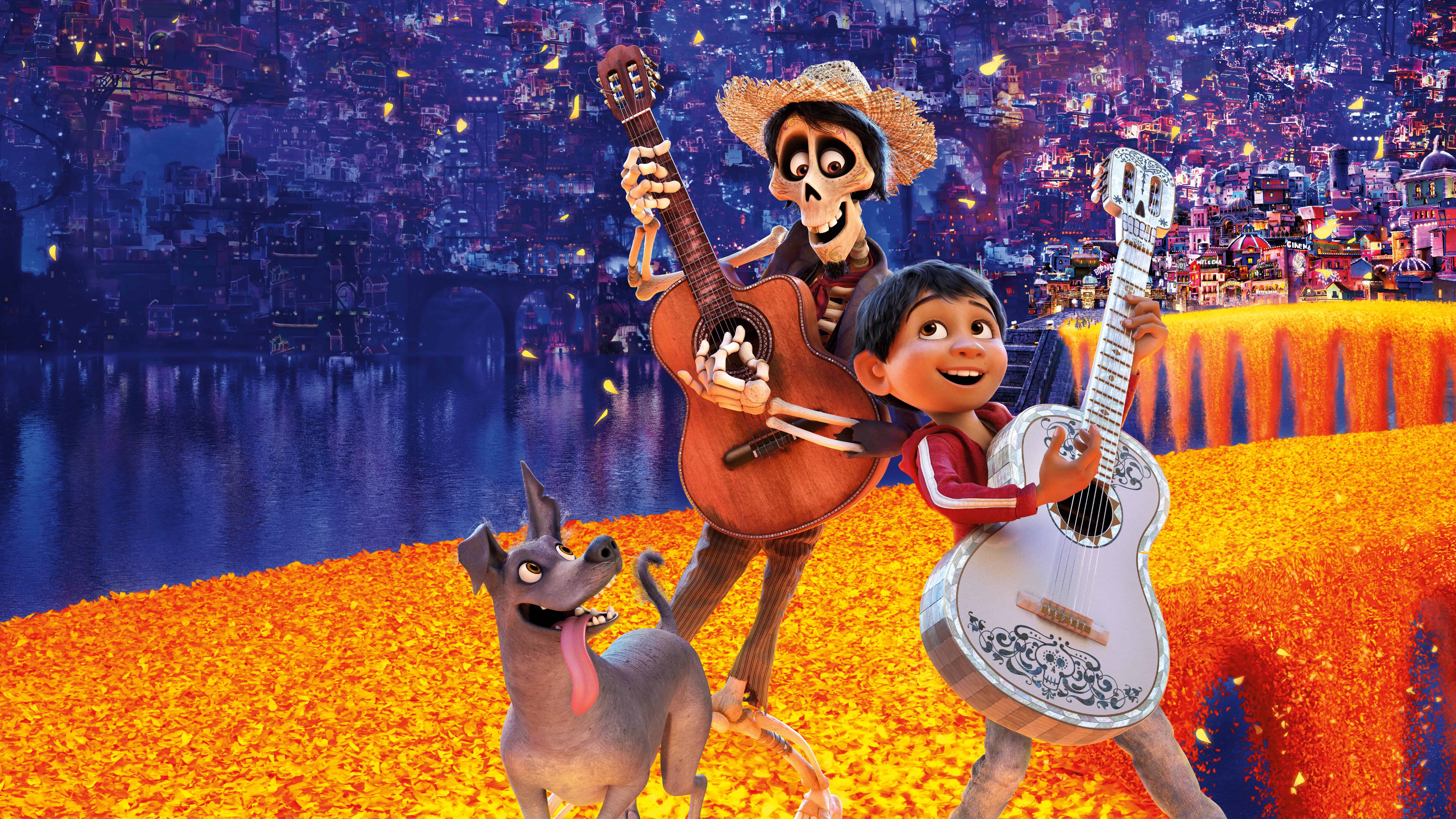 Personaggi Coco Pixar chitarra, 7680x4320 Ultra HD, 4K TV