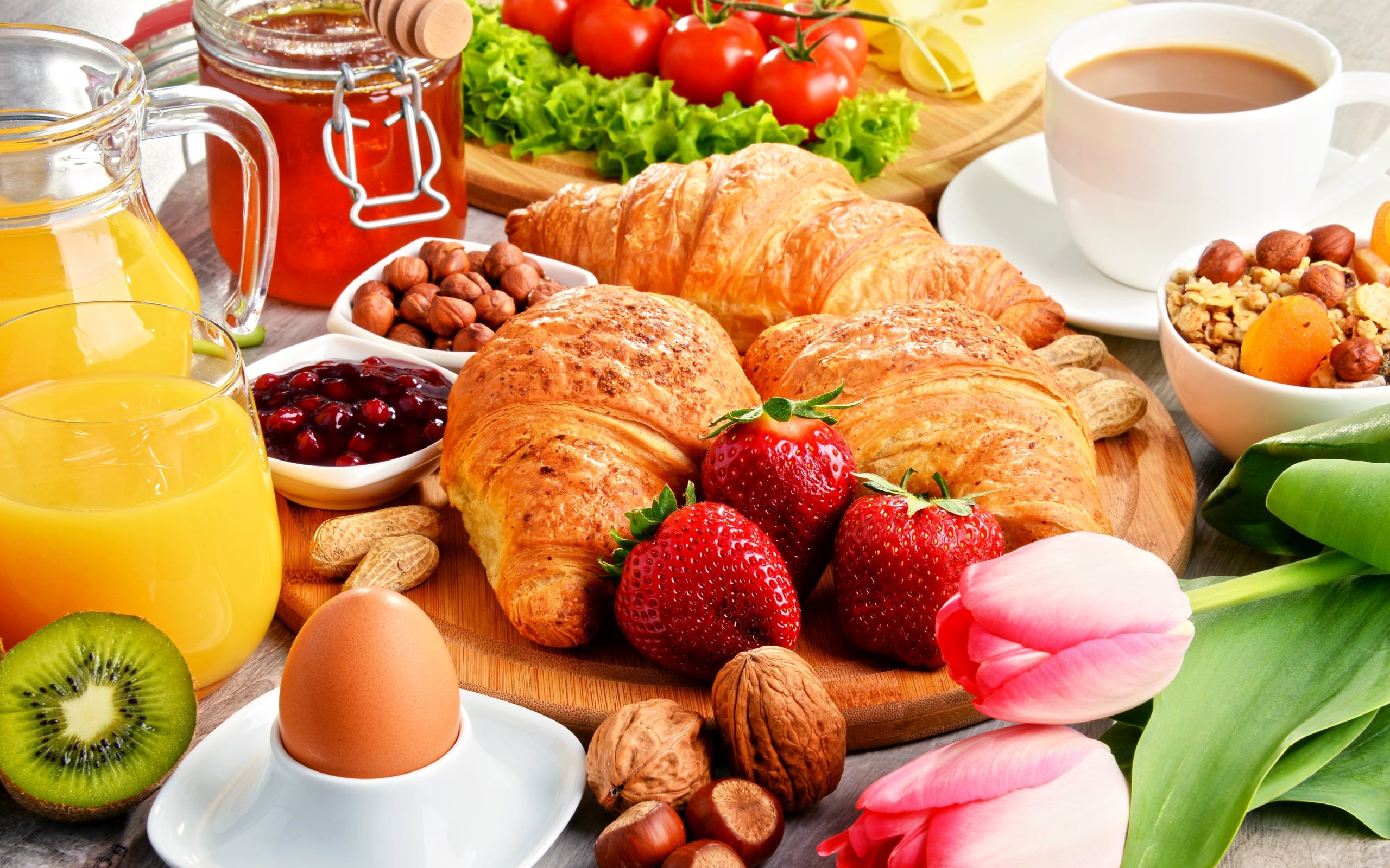 Colazione con croissant e frutta, 2560x1600 WQXGA, PC