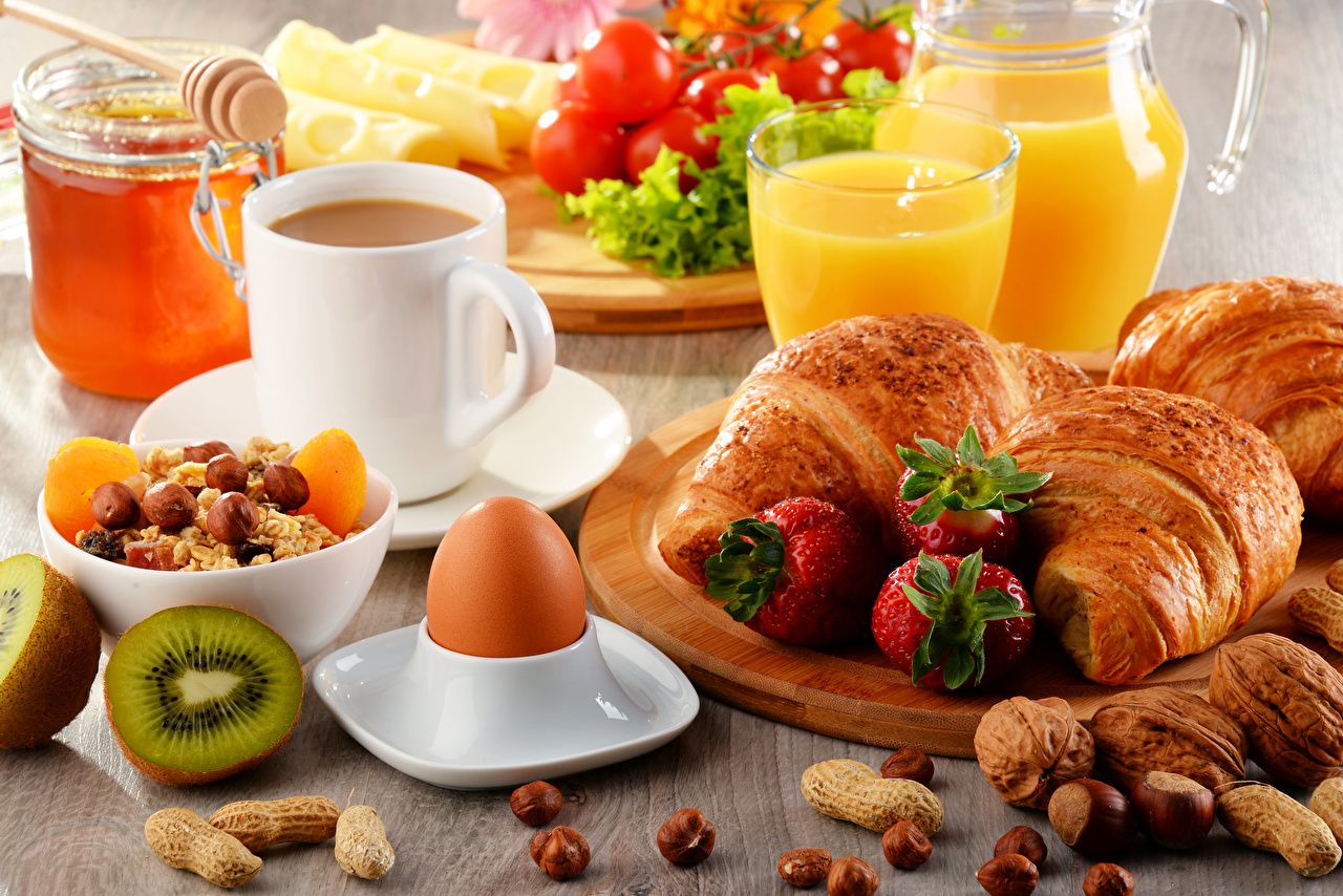 Colazione con croissant e frutta, 1280x854 HD, Desktop