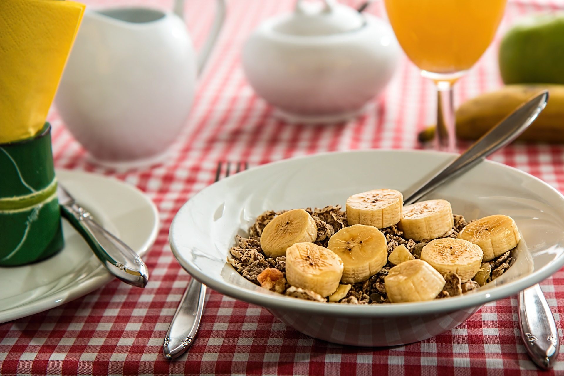 Ciotola cereali con banana colazione, 1920x1280 Full HD+, Desktop