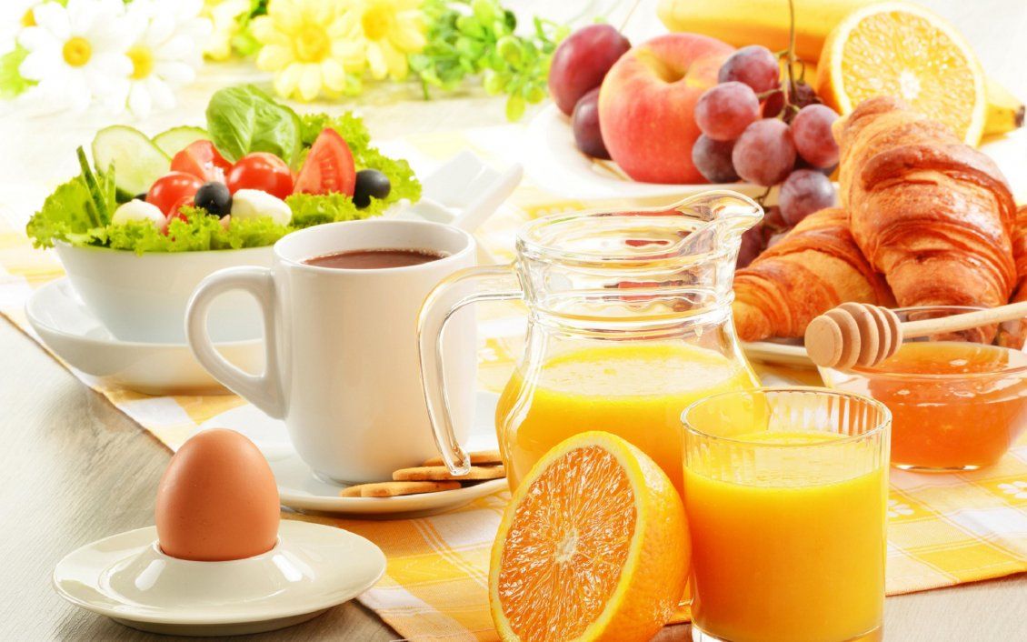 Colazione salutare con succo d'arancia, 1130x706 HD, Laptop