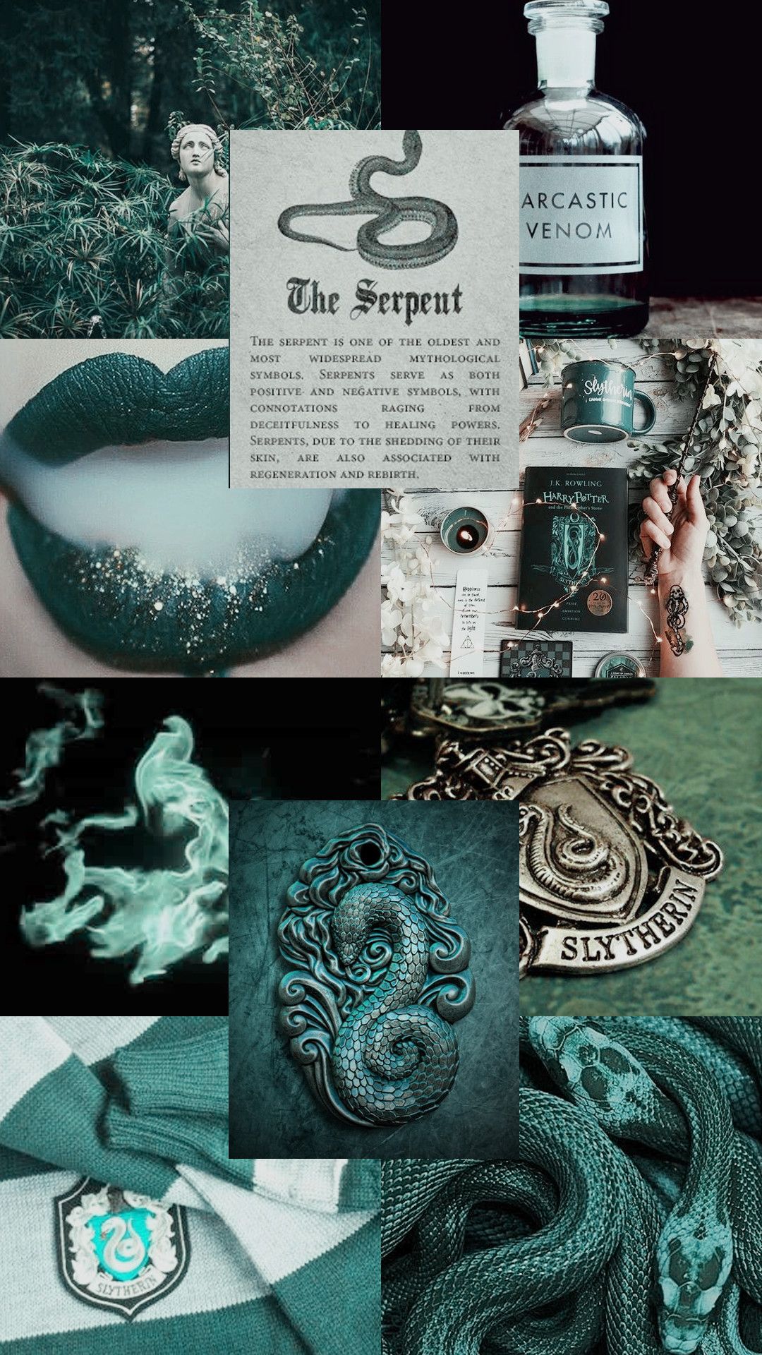 Collage estetica Serpeverde Harry Potter, J.K. Rowling, 1080x1920 Full HD Verticale, Smartphone