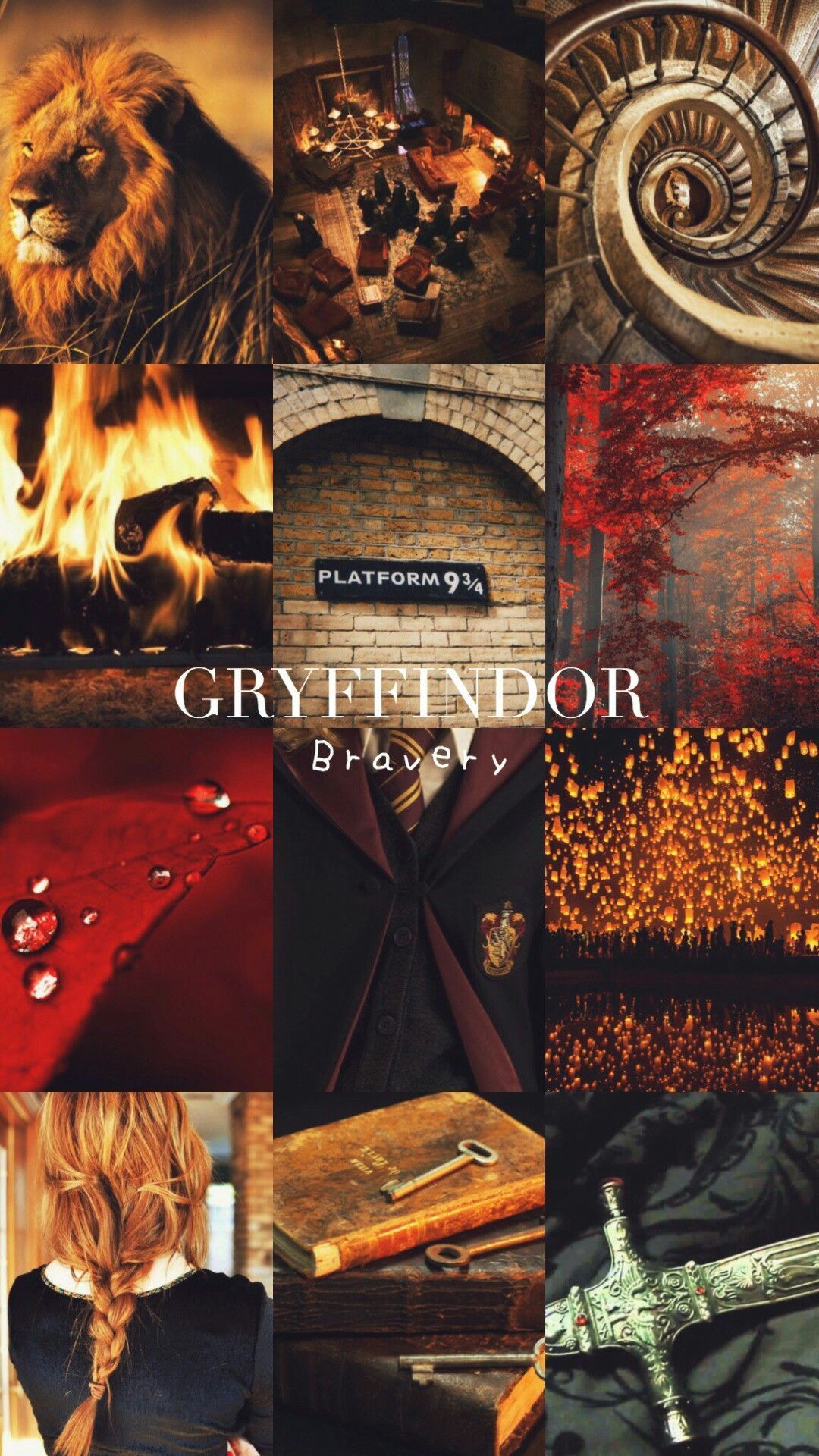 Collage estetico Grifondoro rosso oro, Harry Potter, 719x1280 Verticale, Mobile