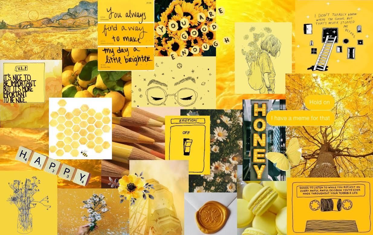 Collage tema spazio giallo, 1280x1280 720p, PC