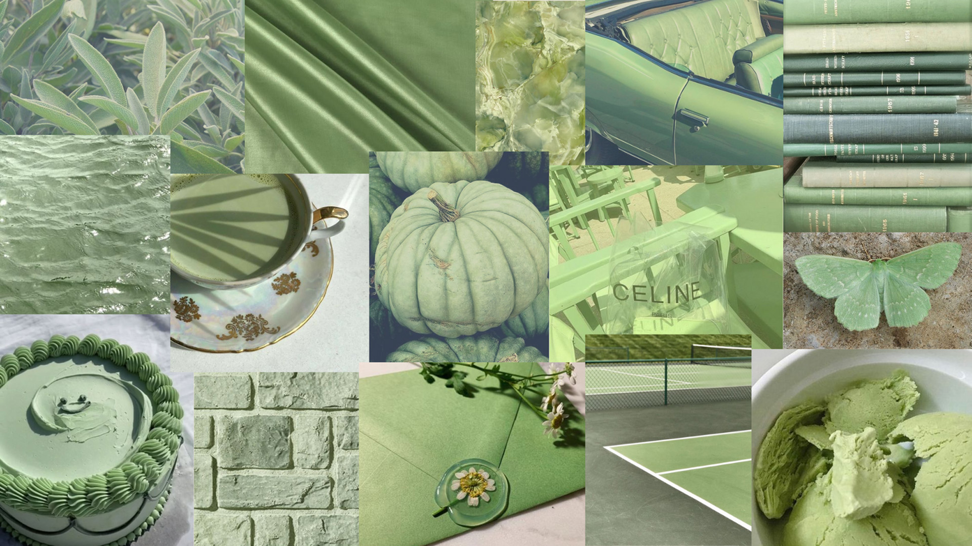 Collage verde salvia oggetti, 1920x1080 Full HD 1080p, Desktop