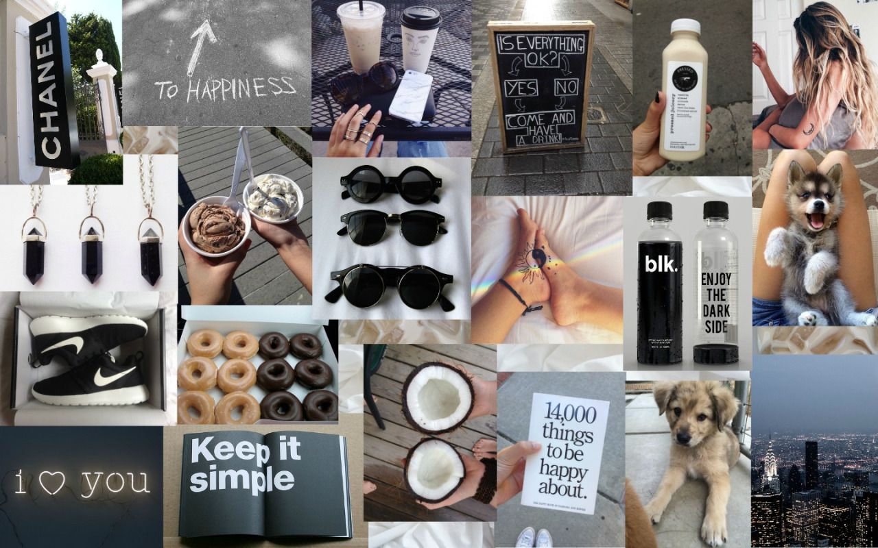 Collage moodboard bianco nero, 1280x800 HD, Desktop