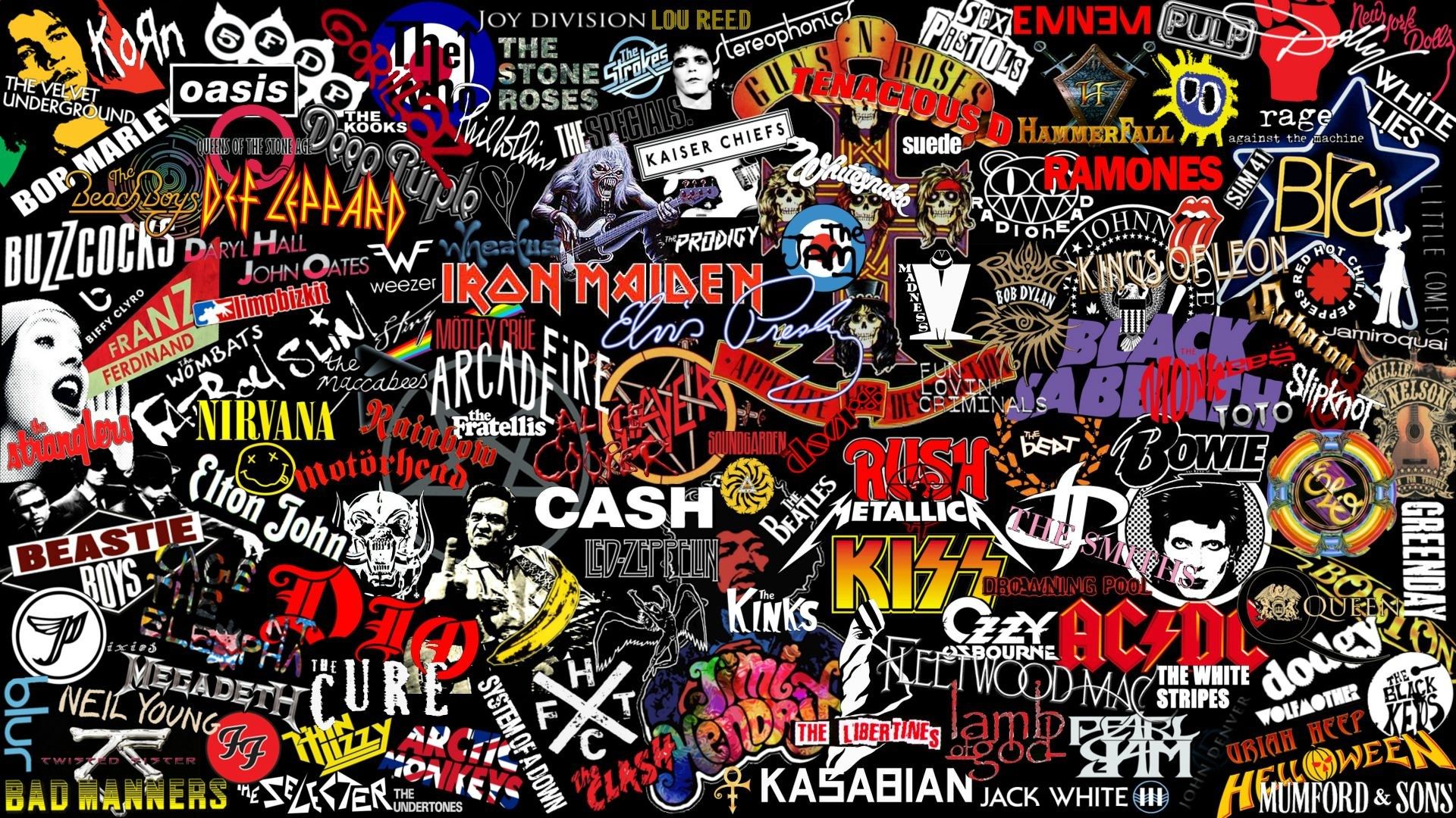 Collage loghi band musicali rock, 1920x1080 Full HD, Desktop
