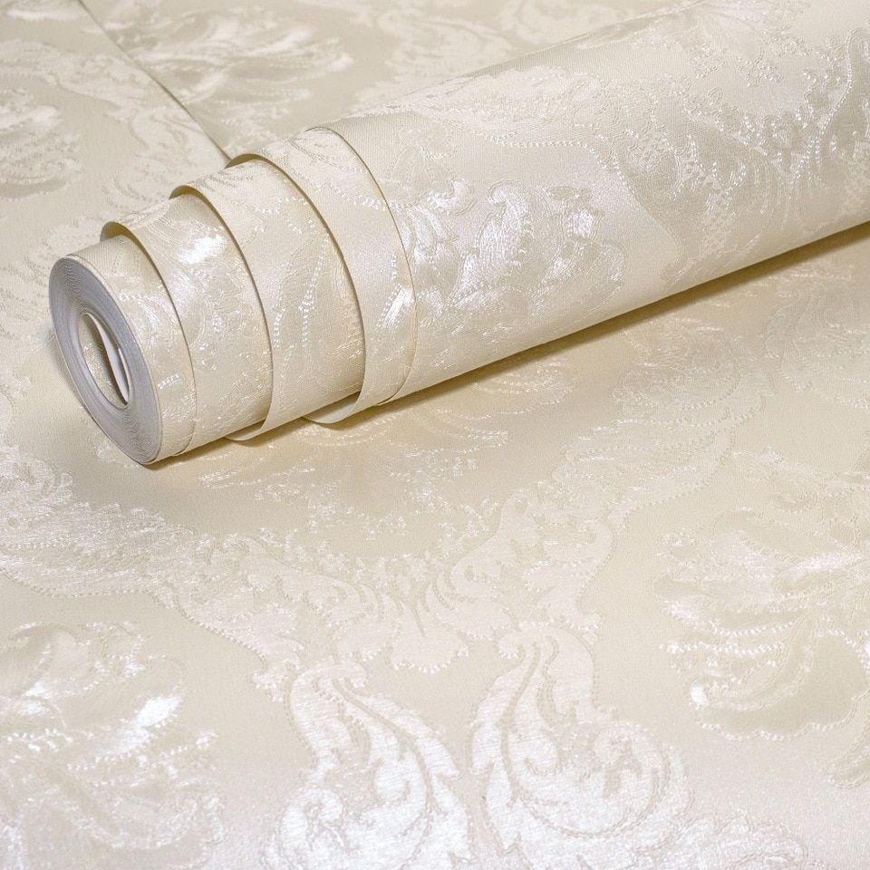 Rotolo carta da parati damascata crema, 960x960 HD, PC Desktop