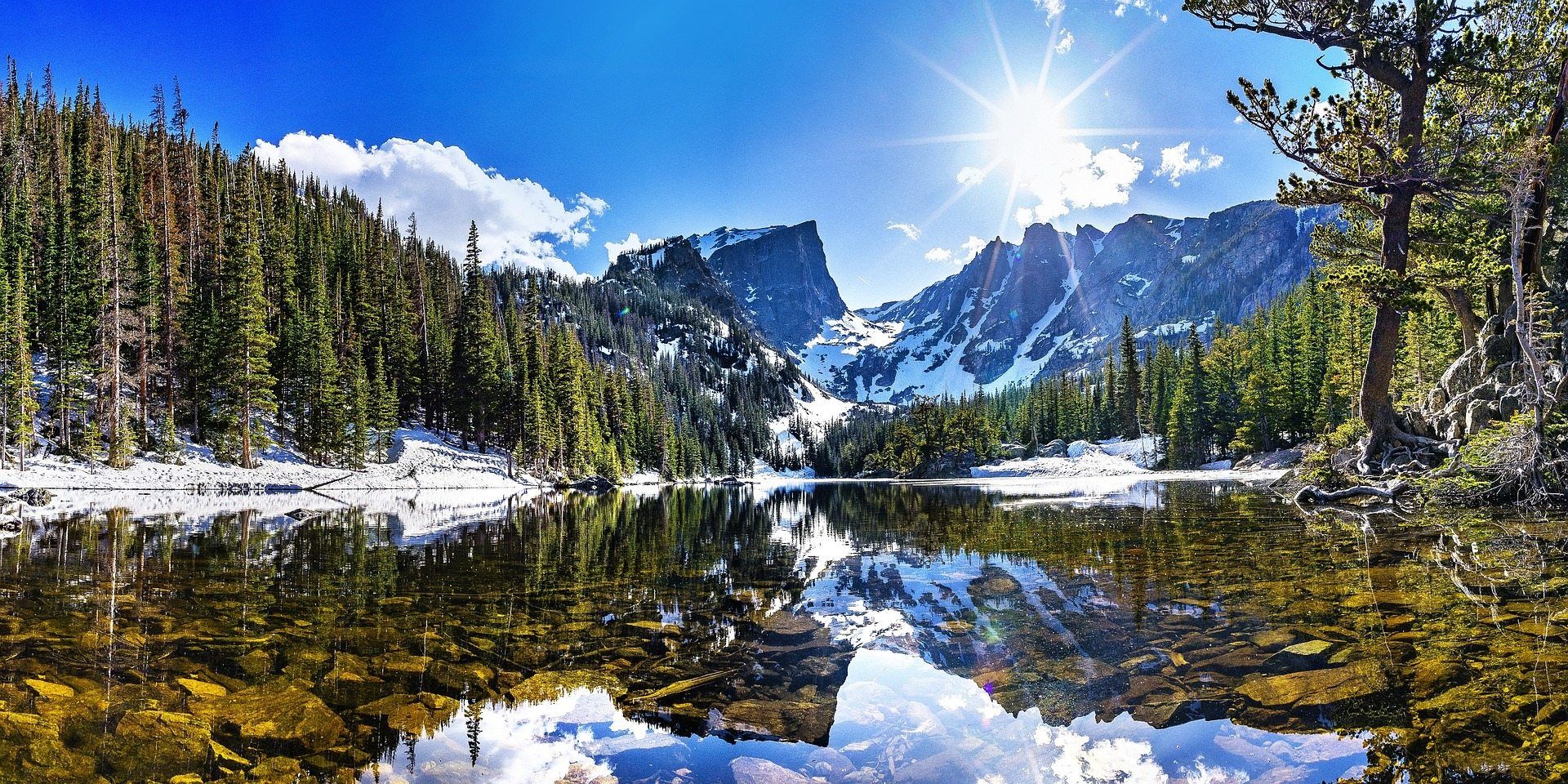 Lago montano innevato Colorado, 1920x960 Full HD, Desktop