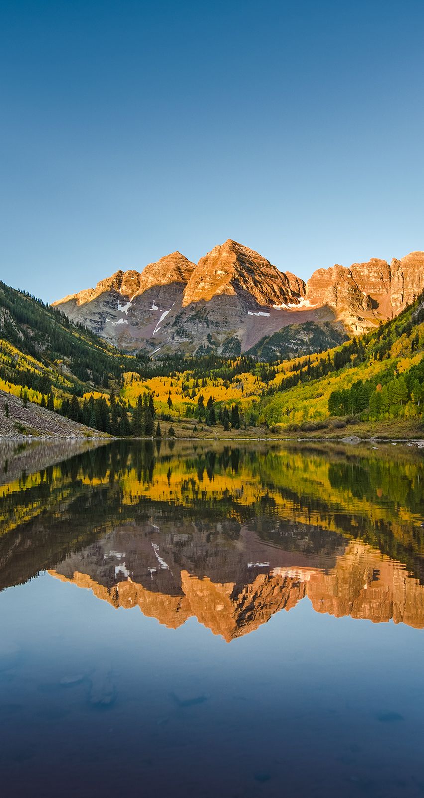 Maroon Bells lago Colorado, 852x1602 Verticale, Mobile