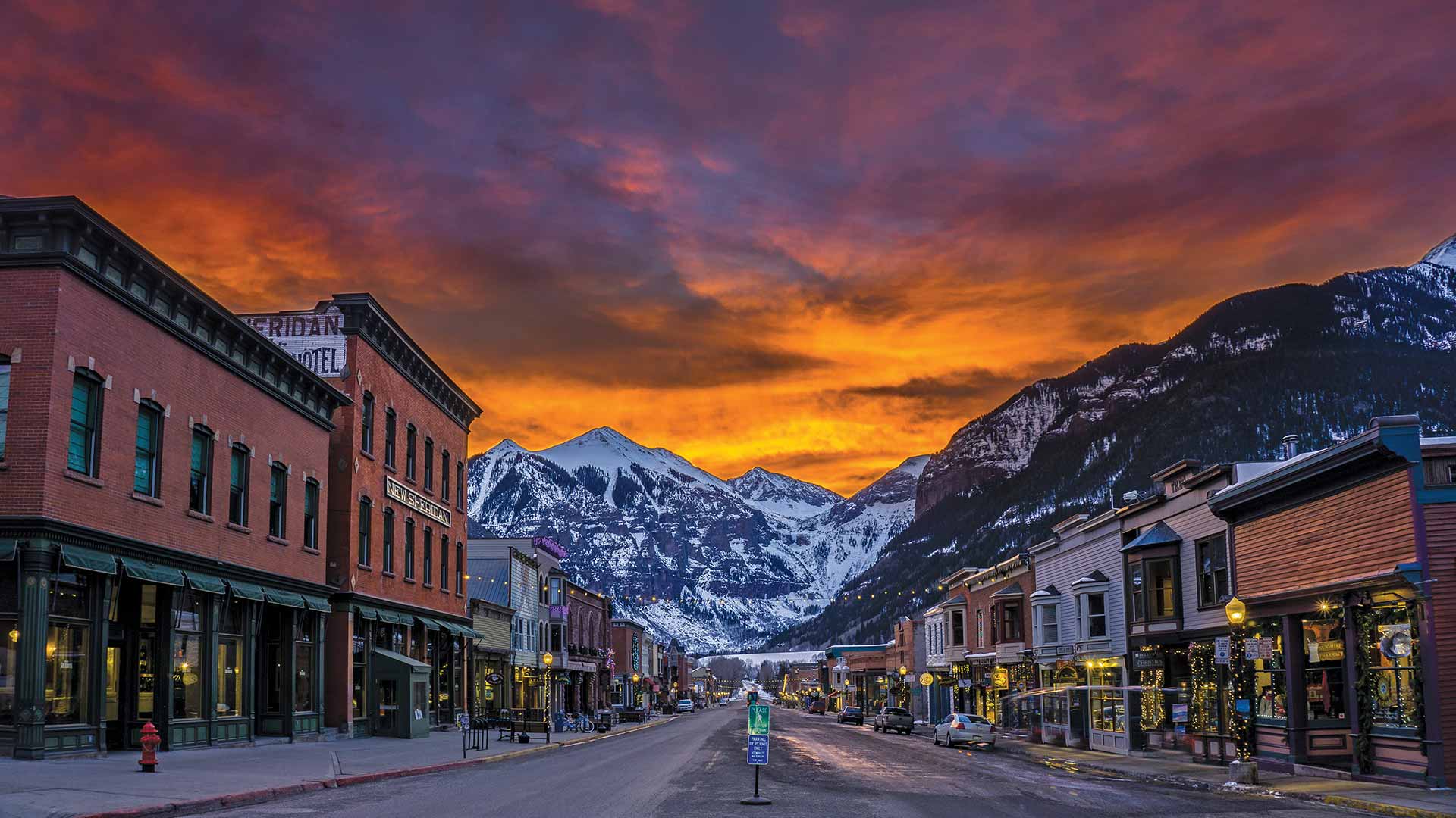 Telluride tramonto montagne innevate, 1920x1080 1080p, PC Desktop