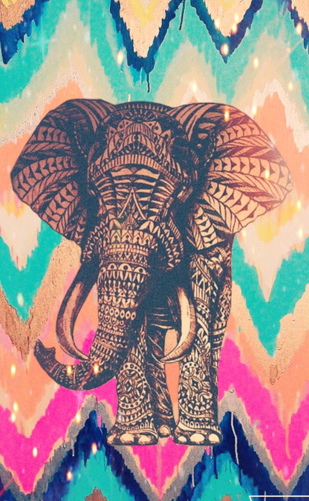 Elefante decorativo sfondo zigzag colorato, 1194x1931 Full HD Verticale, iPhone