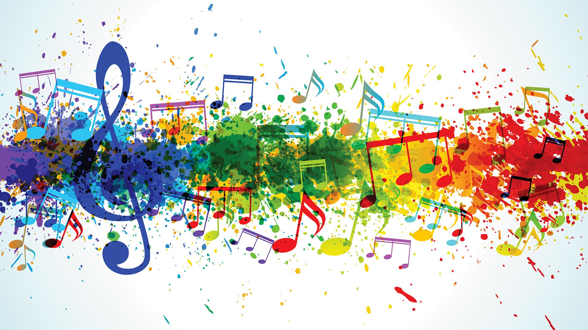 Note musicali colorate splash, 1920x1080 Full HD, Laptop