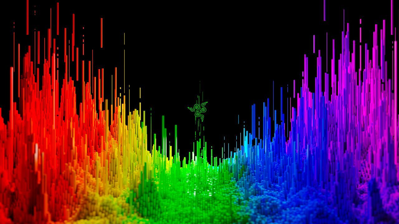 Onde astratte arcobaleno colorate, 1280x720 720p, HP Laptop