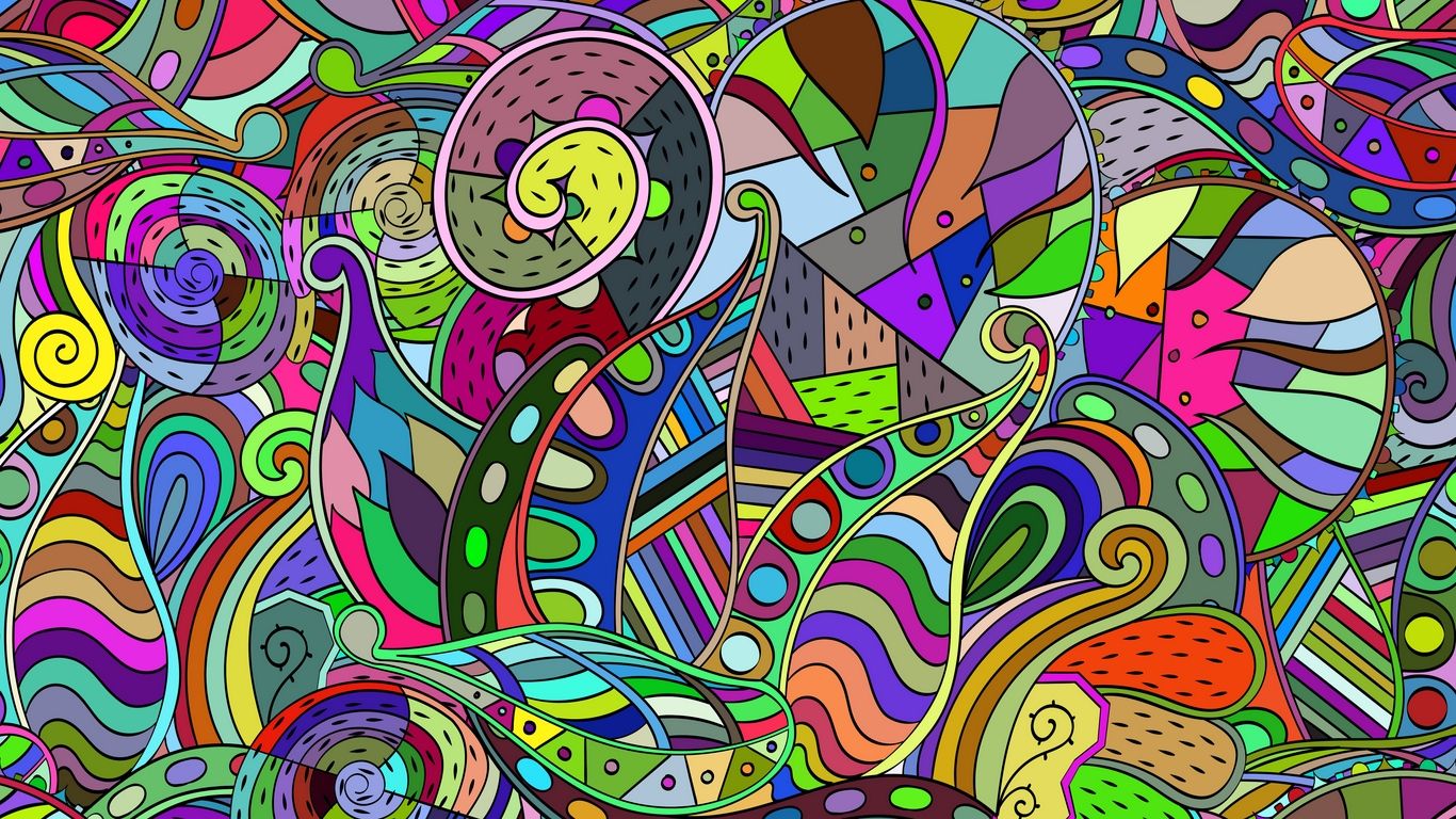 Doodle astratto colorato, 1366x768 720p, Dell XPS