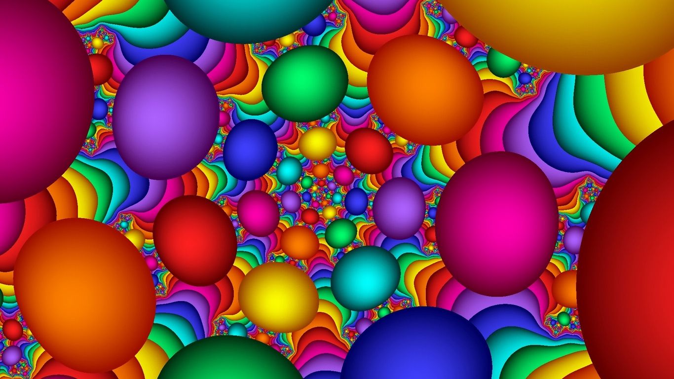Sfere colorate frattali, 1366x768 720p, HP Laptop