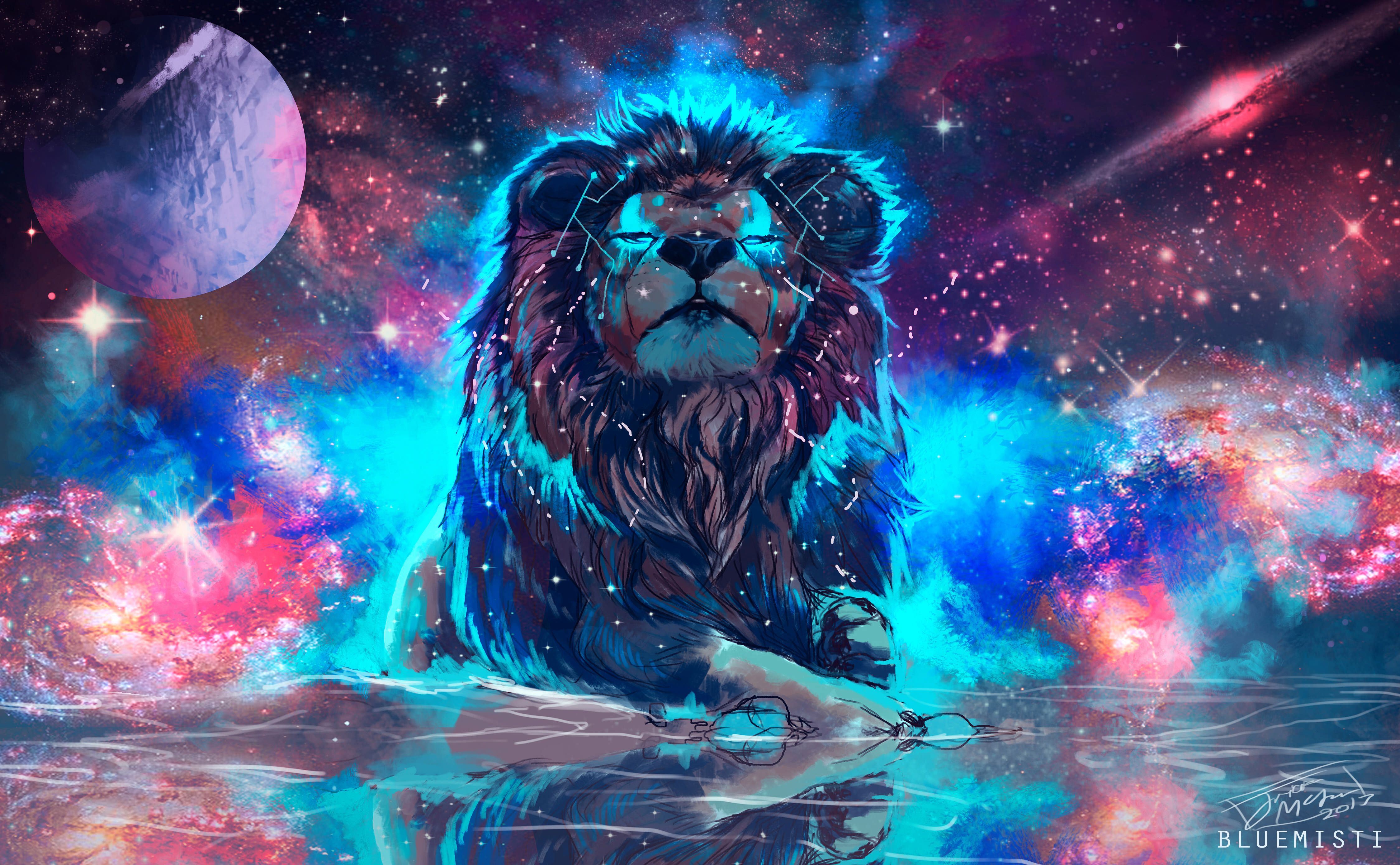 Leone cosmico colorato spazio, 4496x2776 4K, Acer Nitro