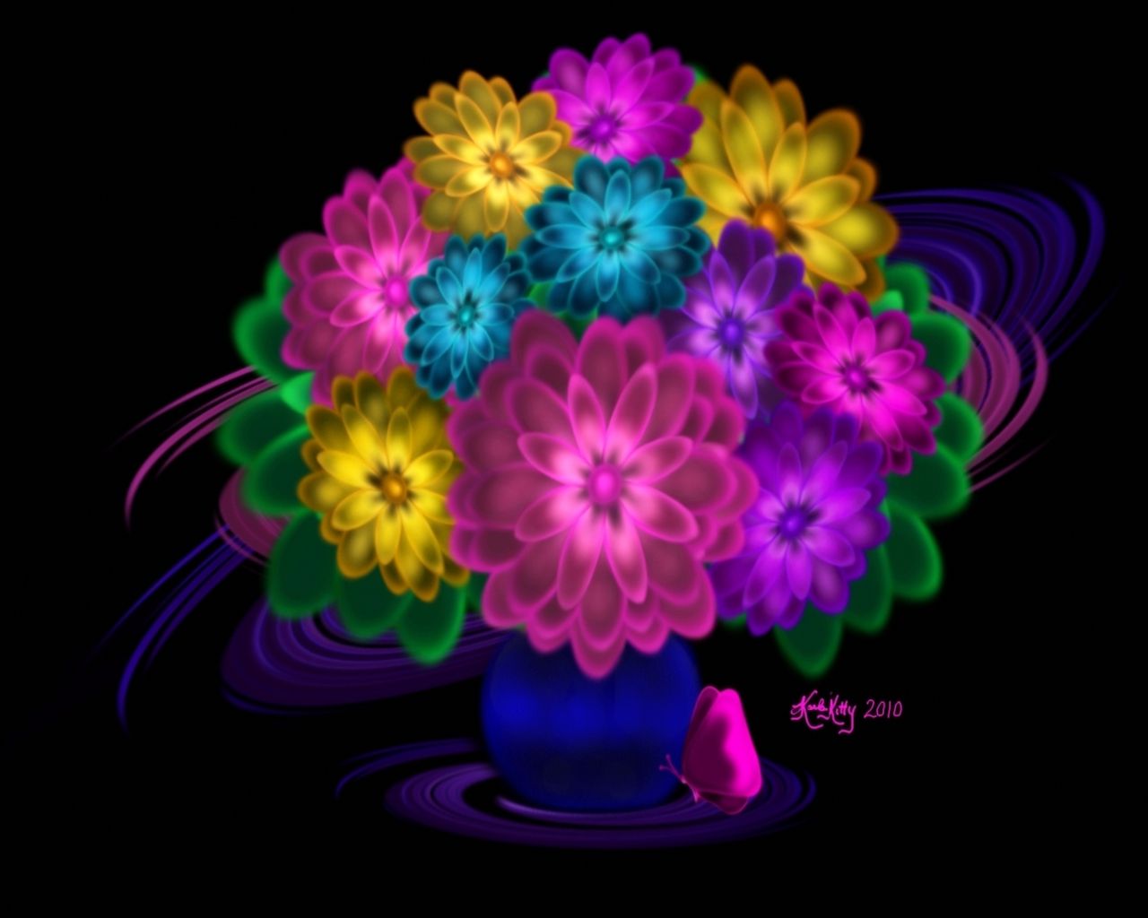 Bouquet fiori neon colorati, 1280x1024 HD, Desktop