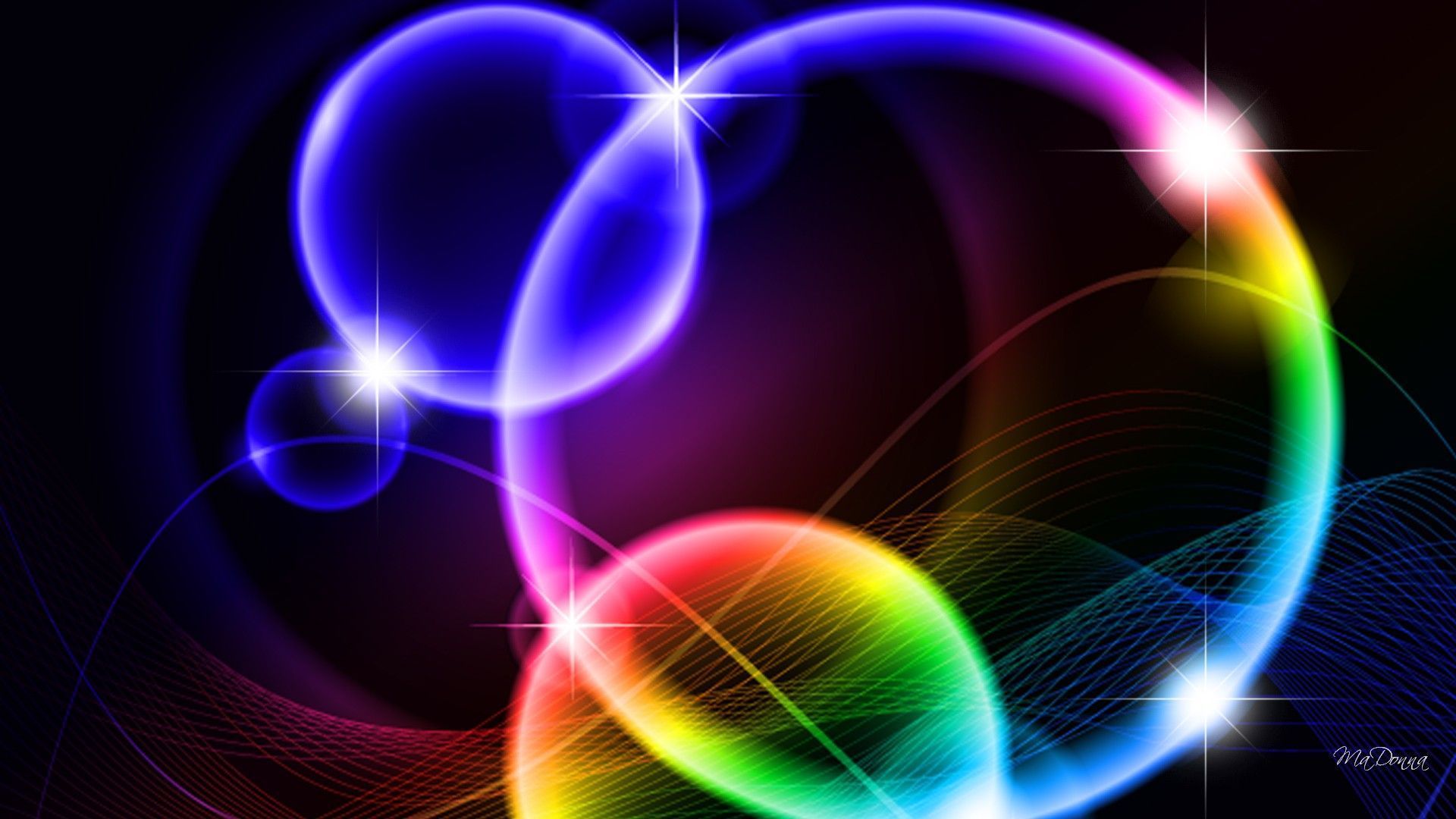 Cerchi luminosi arcobaleno astratti, 1920x1080 1080p, PC