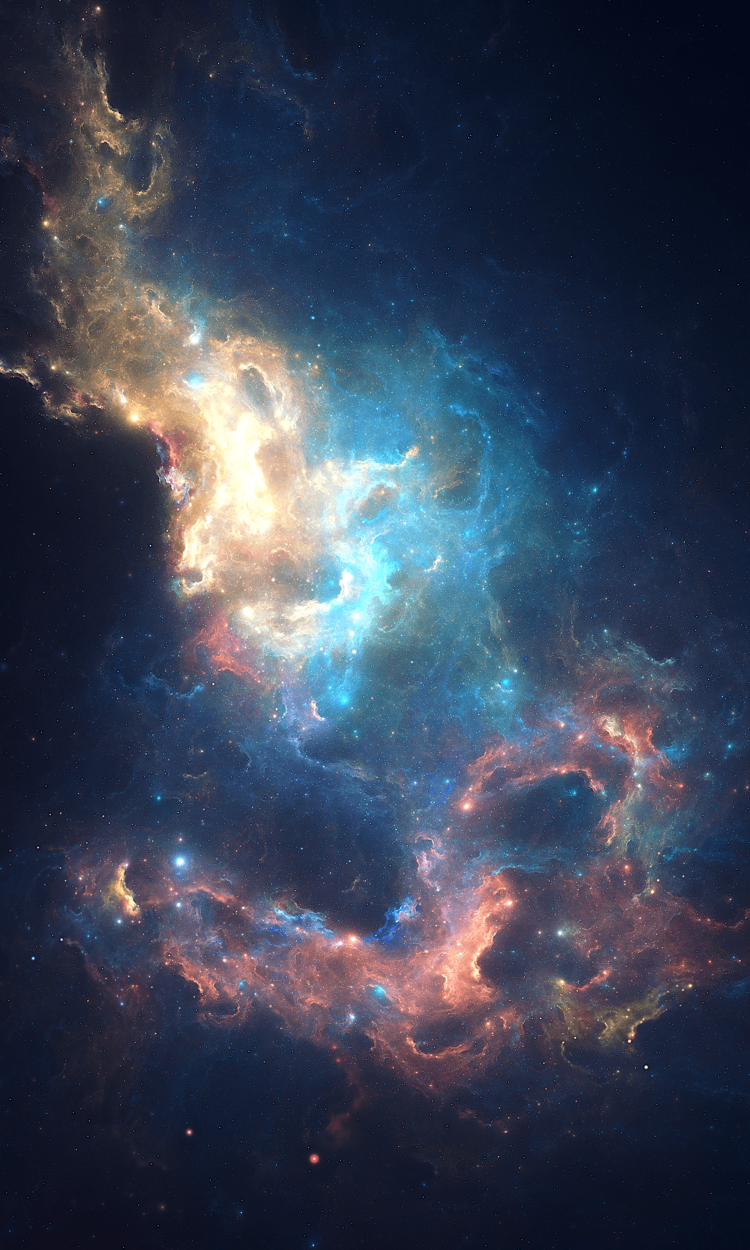 Nebulosa spaziale colorata stellata, 1536x2560 Full HD Verticale, Smartphone