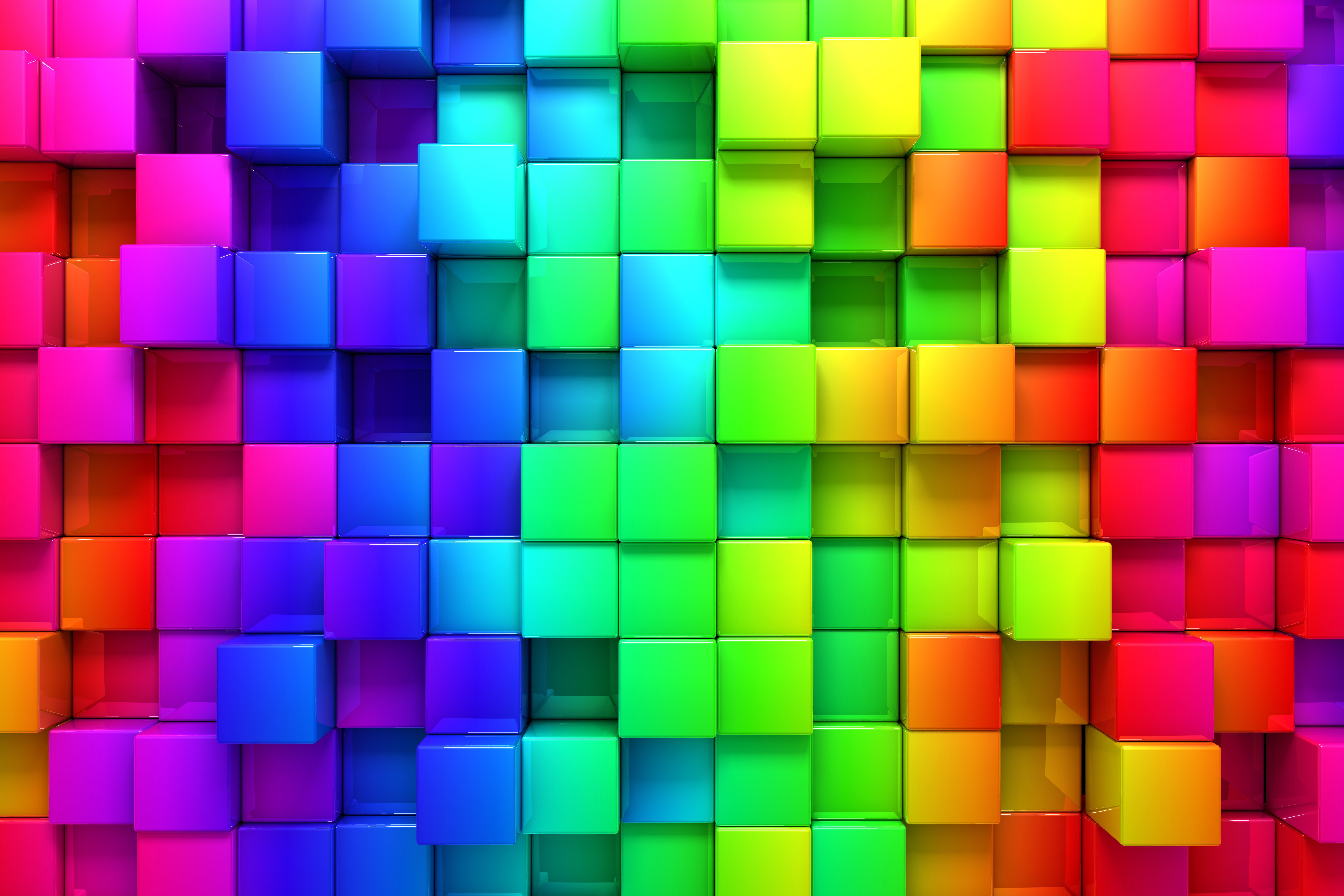 Cubi 3D colorati arcobaleno, sfondi 6000x4000 5K Ultra HD, PC 4K