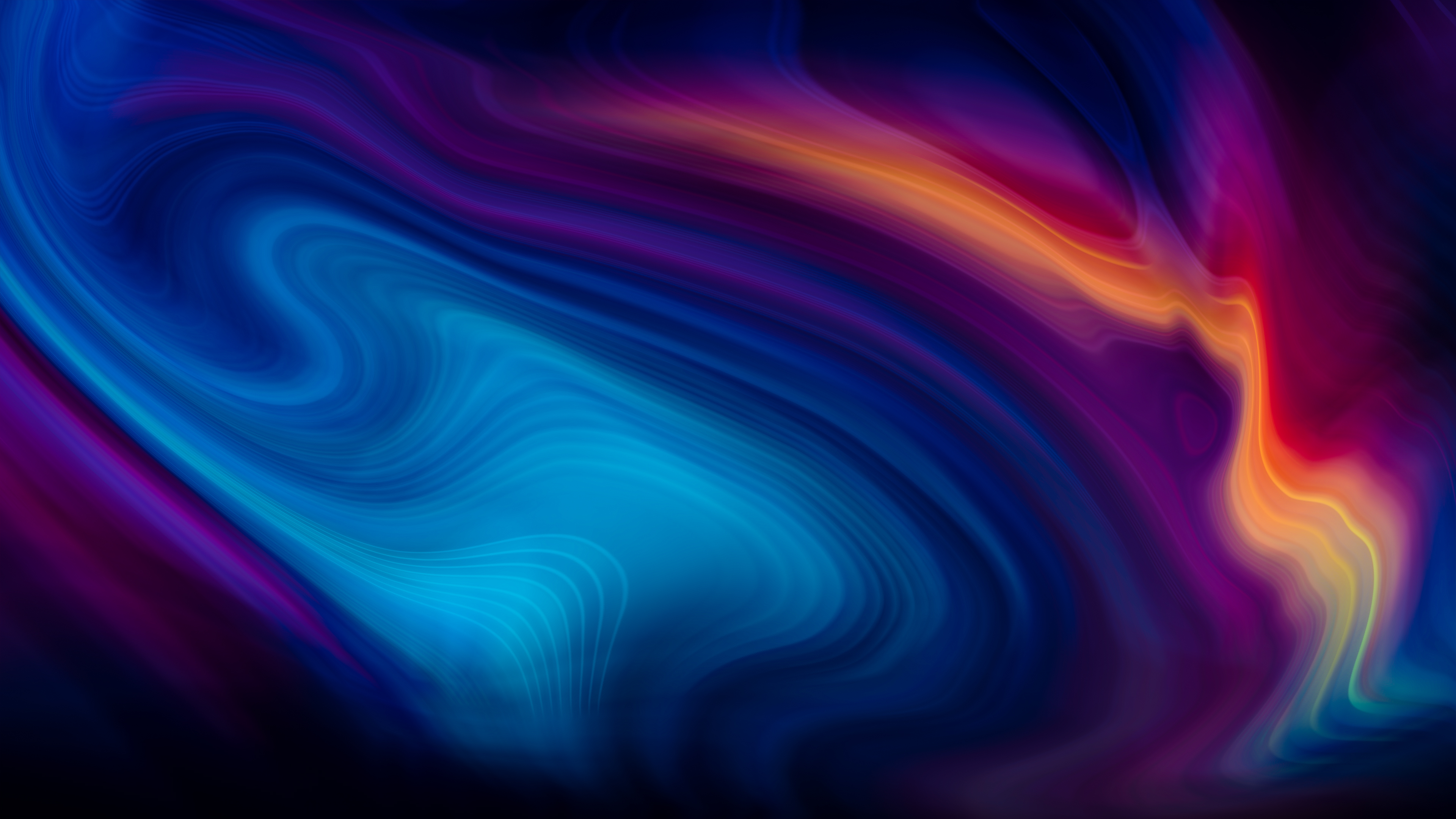 Onde astratte blu e arancioni, sfondi Colorati, 3840x2160 UHD, PC 4K