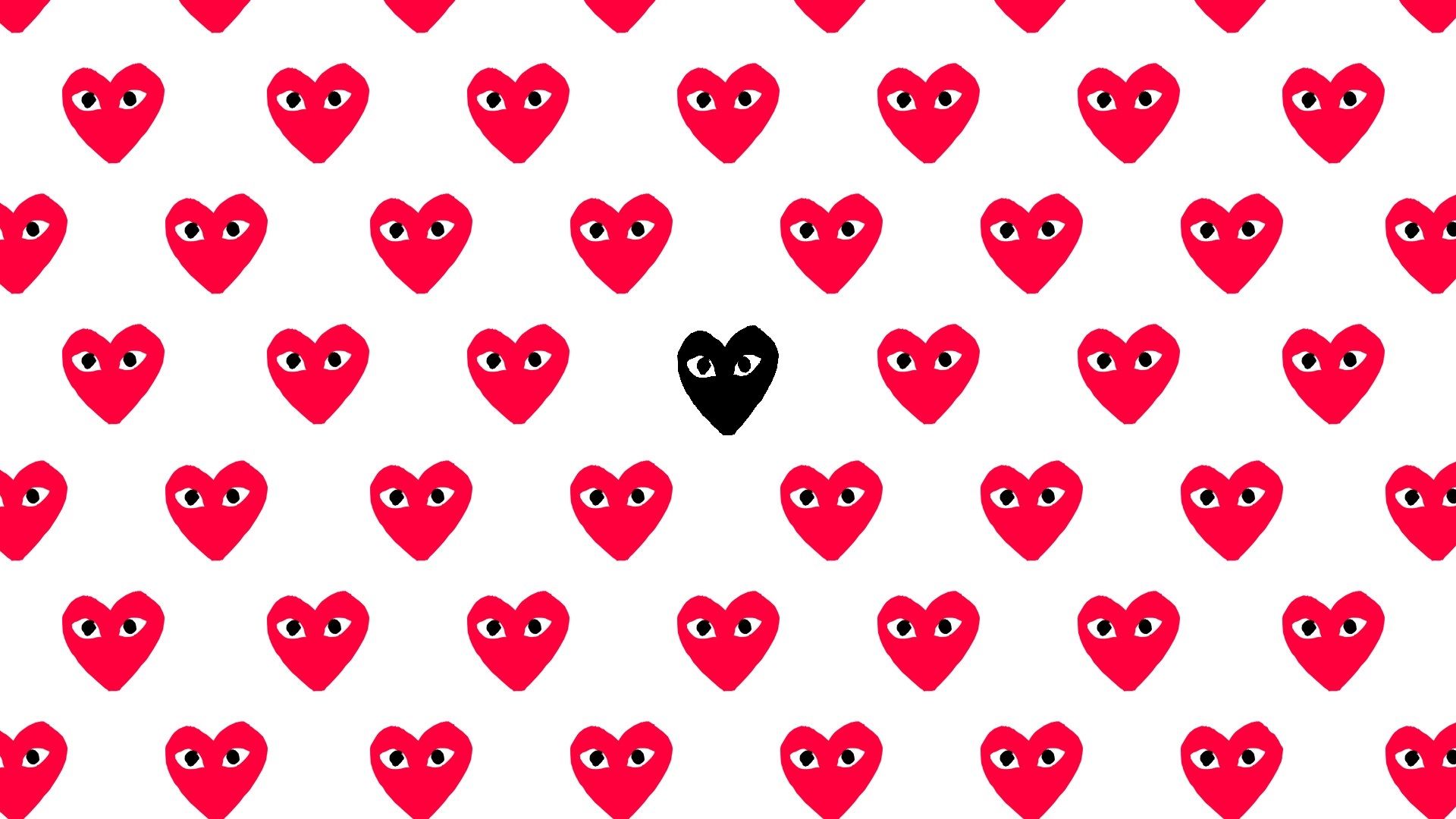 Cuori Comme des Garçons rosso bianco, 1920x1080 Full HD, Desktop