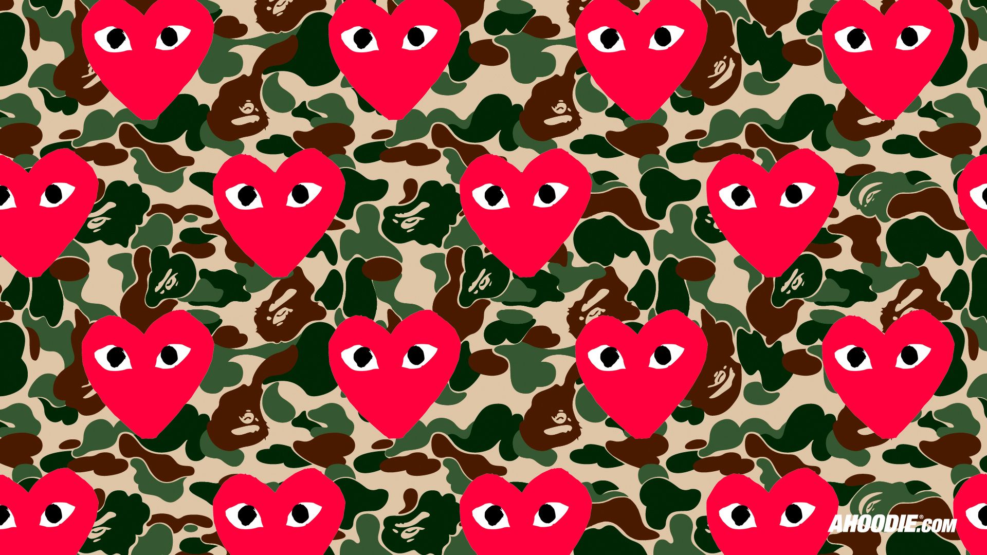Cuori CDG su camouflage, 1920x1080 1080p, Laptop