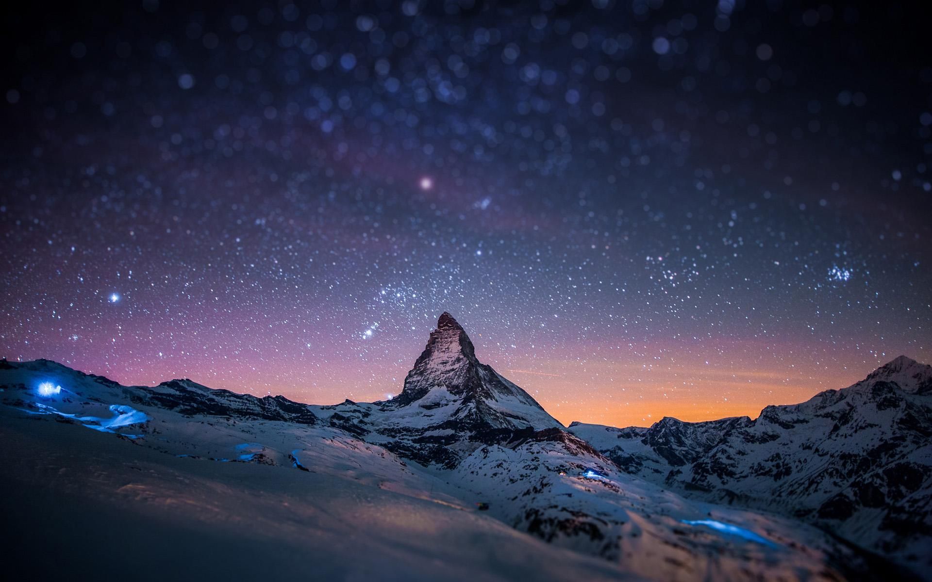 Montagna innevata cielo stellato, 1920x1200 WUXGA, Monitor Gaming