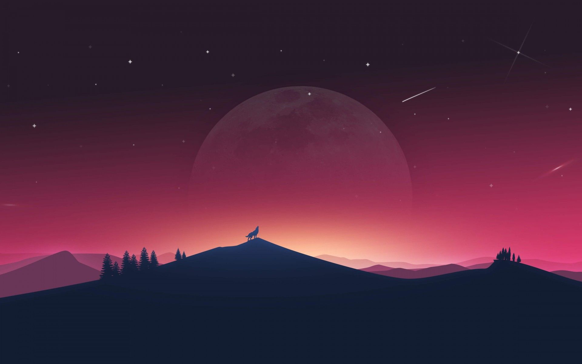 Lupo montagna tramonto rosa, 1920x1200 Full HD+, Monitor Gaming