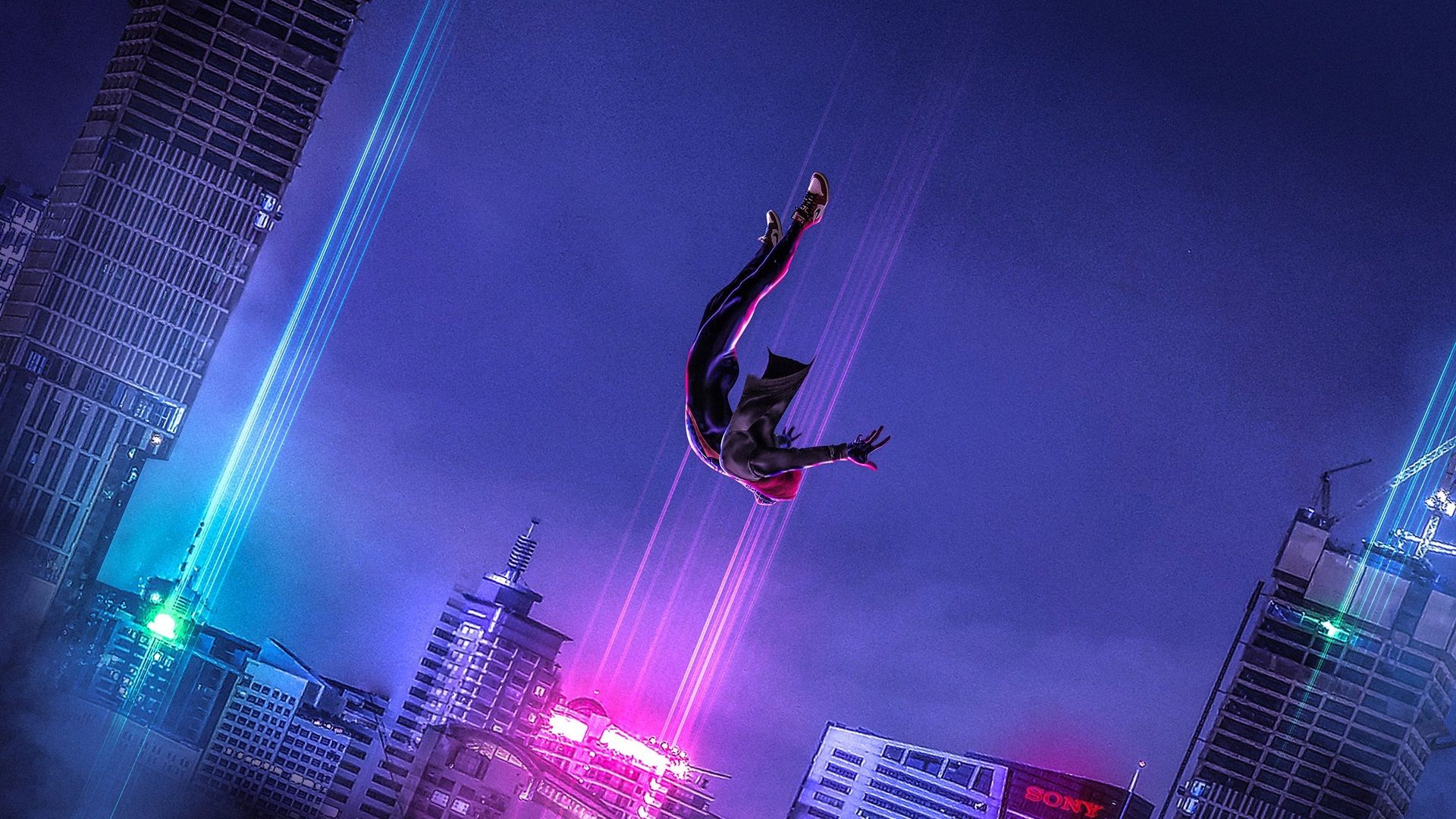 Spider-Man Into the Spider-Verse città, Marvel, sfondi per Computer, 1920x1080 Full HD 1080p, Desktop
